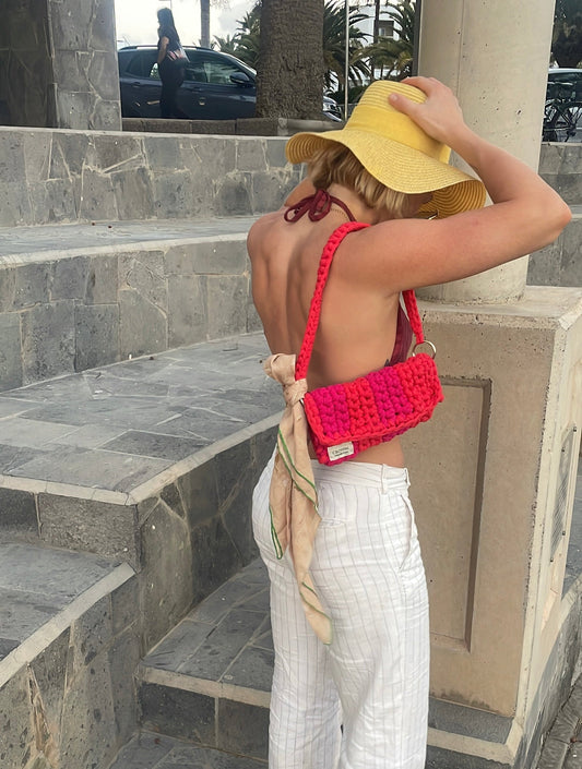 Hot Pink and Orange IBIZA Crochet Bag