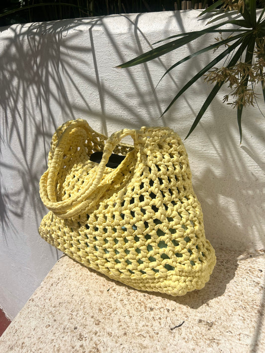 Butter Yellow Crochet Bag - BEACH PLEASE