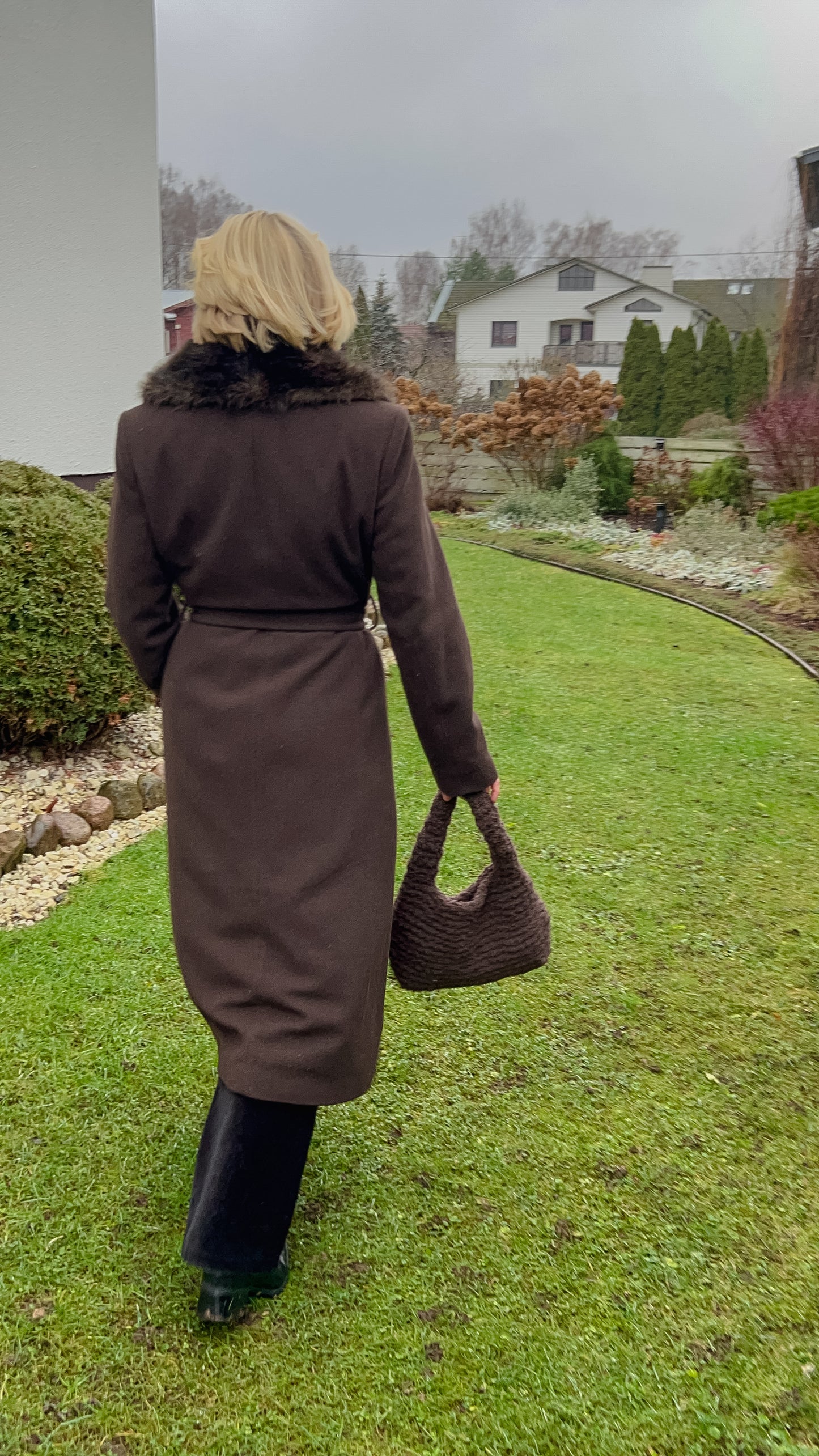 Brown Crochet Bag Towel - LIINA