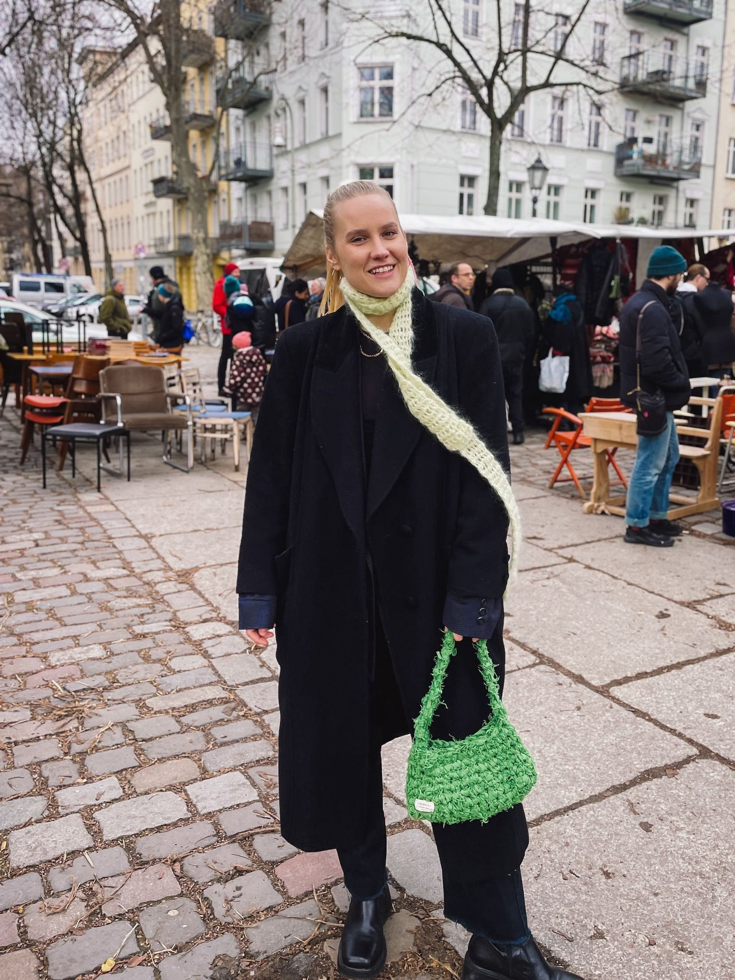 LIME Alpaca Scarf l Handmade
