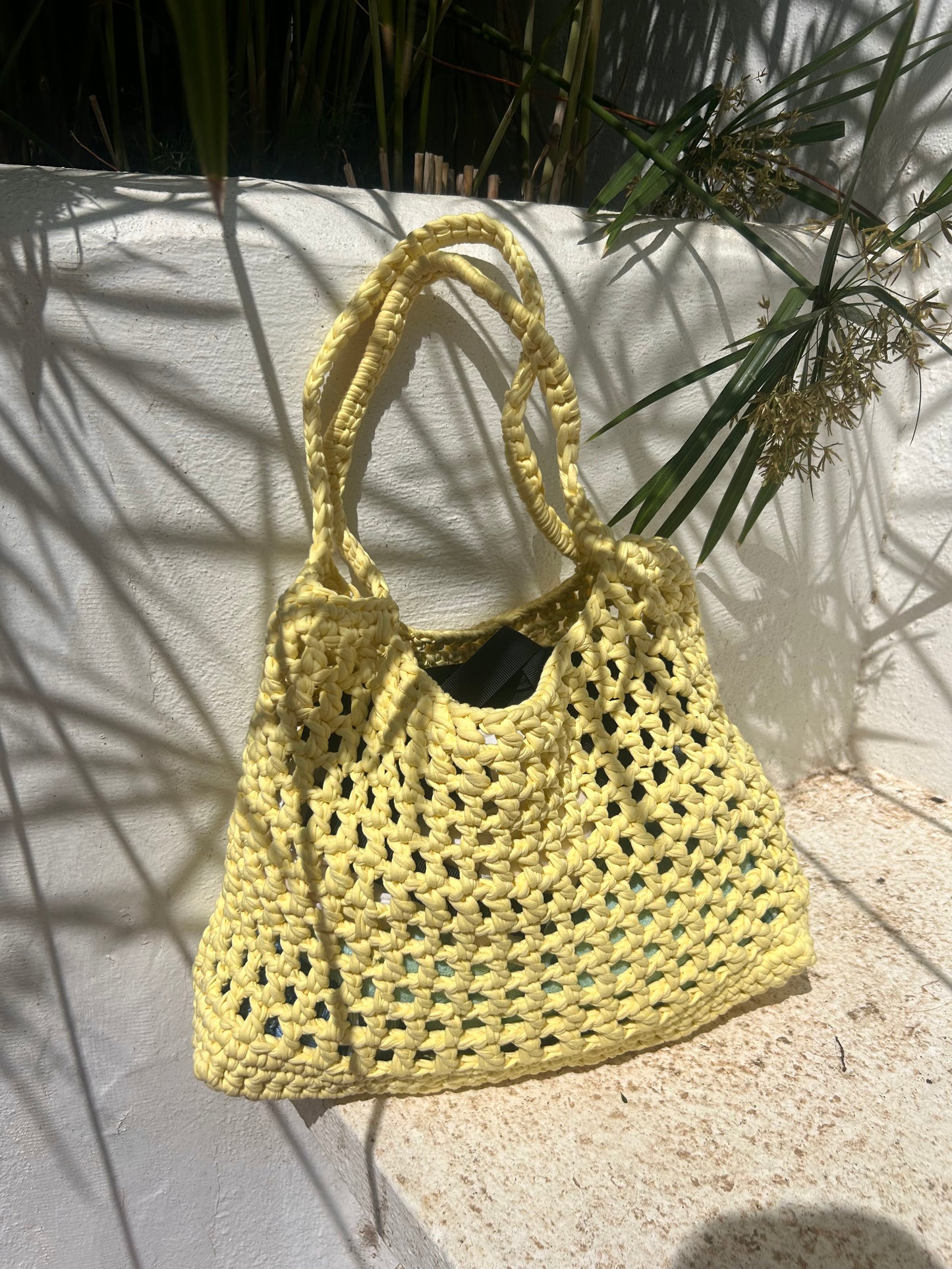 Butter Yellow Crochet Bag - BEACH PLEASE
