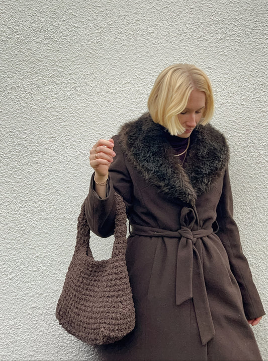 Brown Crochet Bag Towel - LIINA