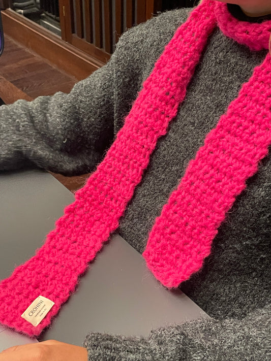 HOT PINK Alpaca Scarf l Handmade l Gehäkelte Schal
