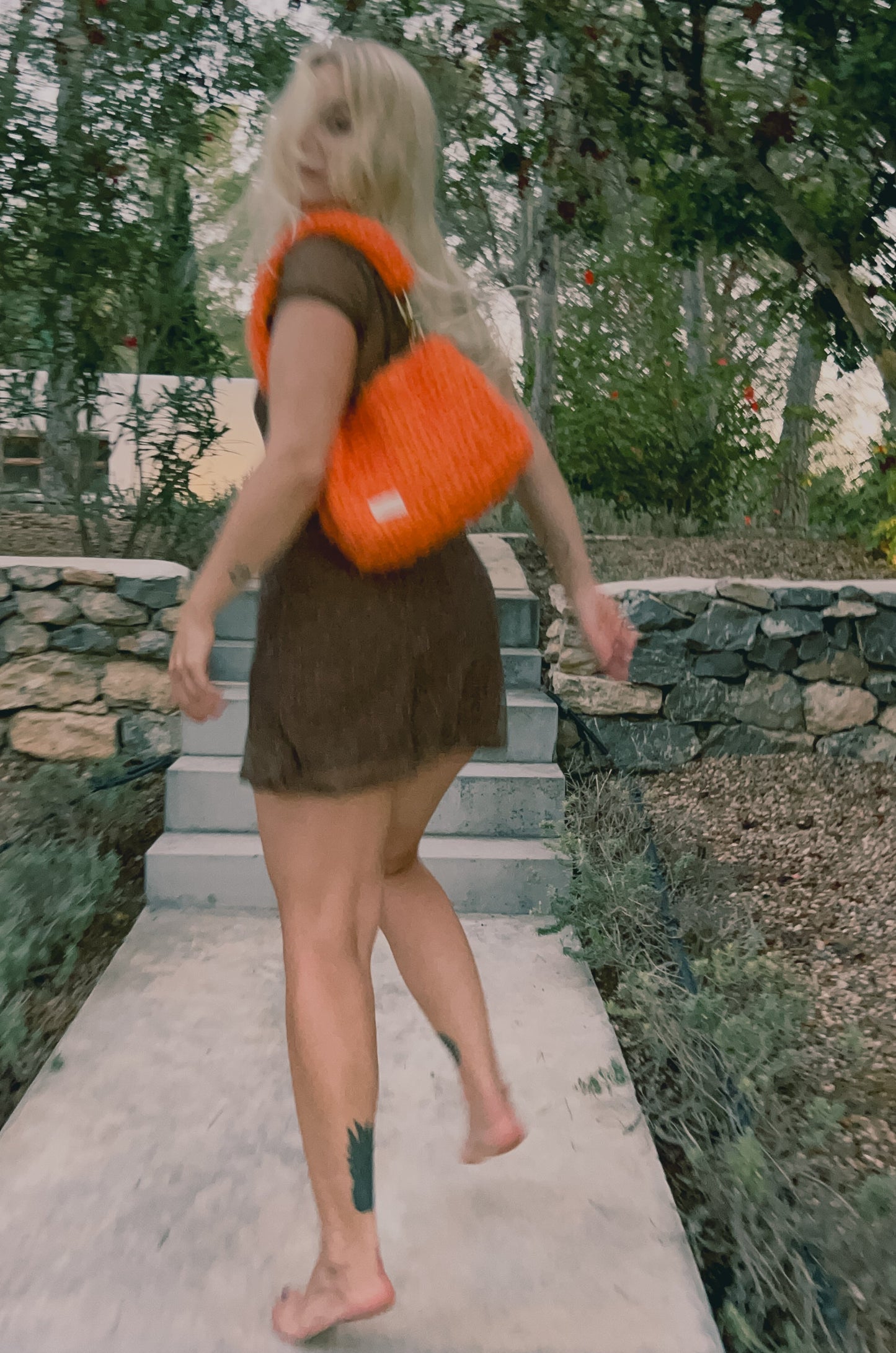 Fluffy Orange Crochet Bag - Medium JOE