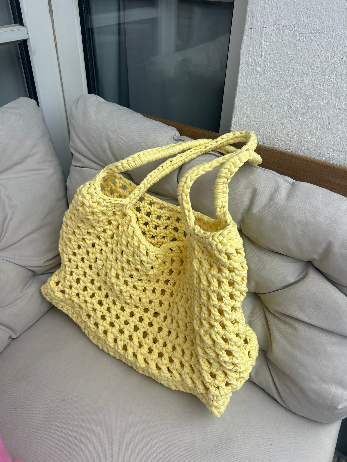 Butter Yellow Crochet Bag - BEACH PLEASE