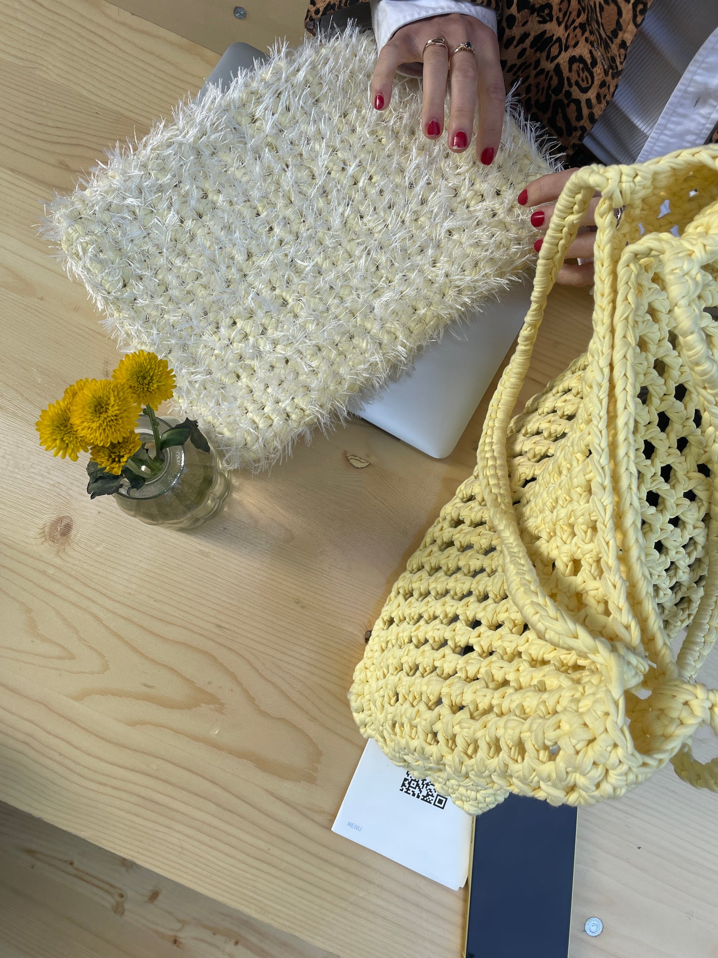 Crochet Butter Yellow Laptop Bag