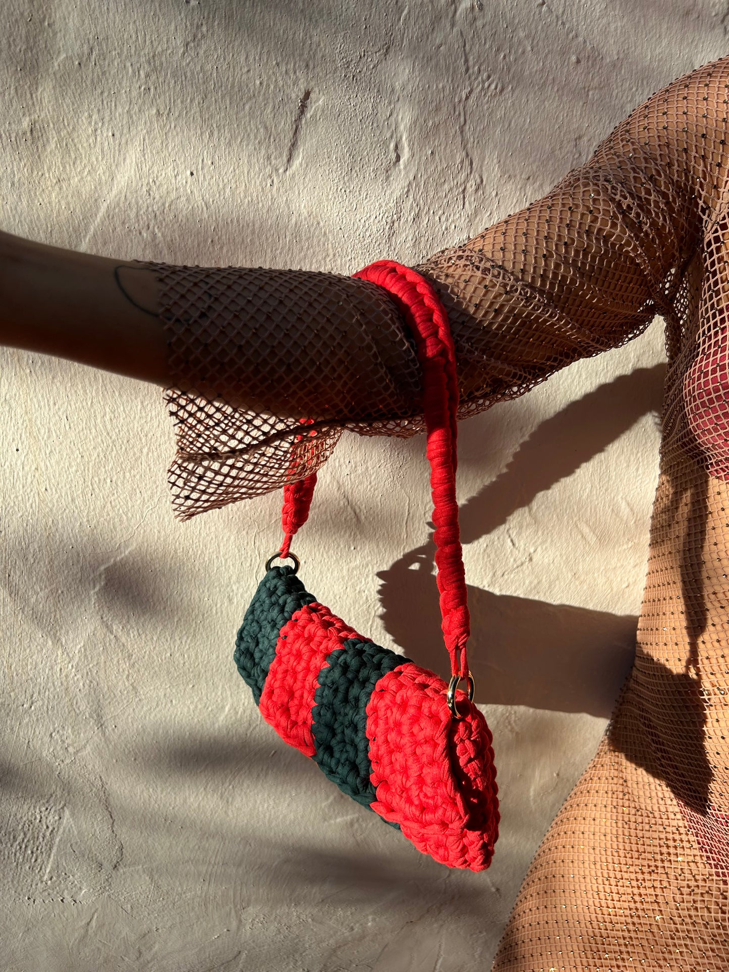 Red and Green IBIZA Crochet Bag - Small