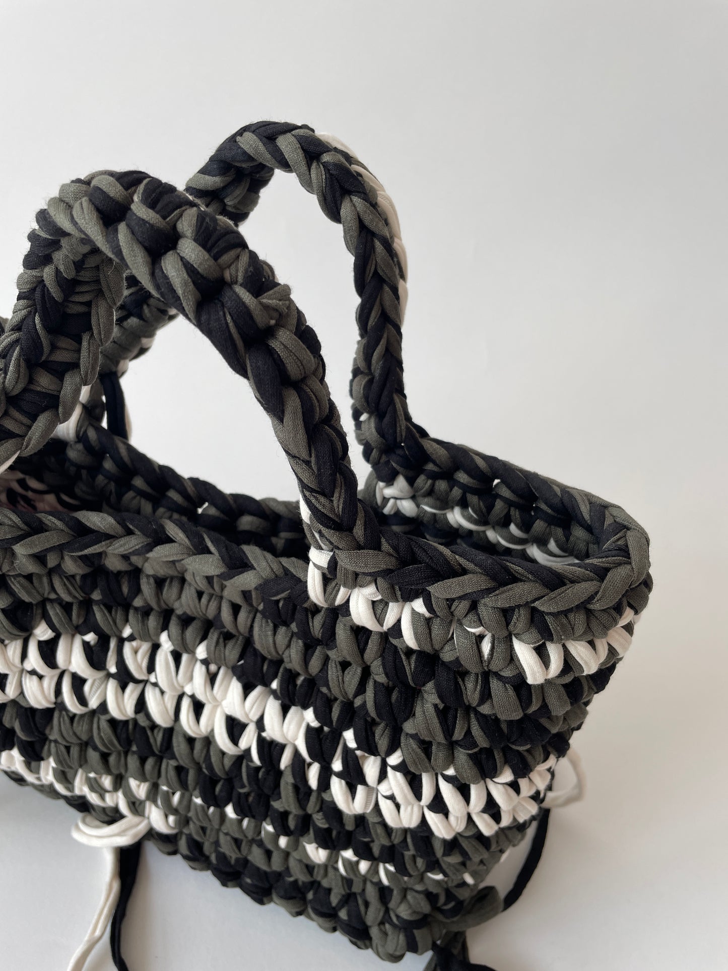 Olive Green and Black DIANA Crochet Bag - Medium