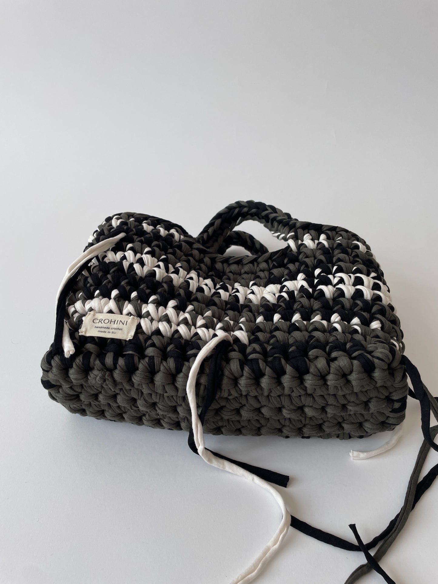 Olive Green and Black DIANA Crochet Bag - Medium