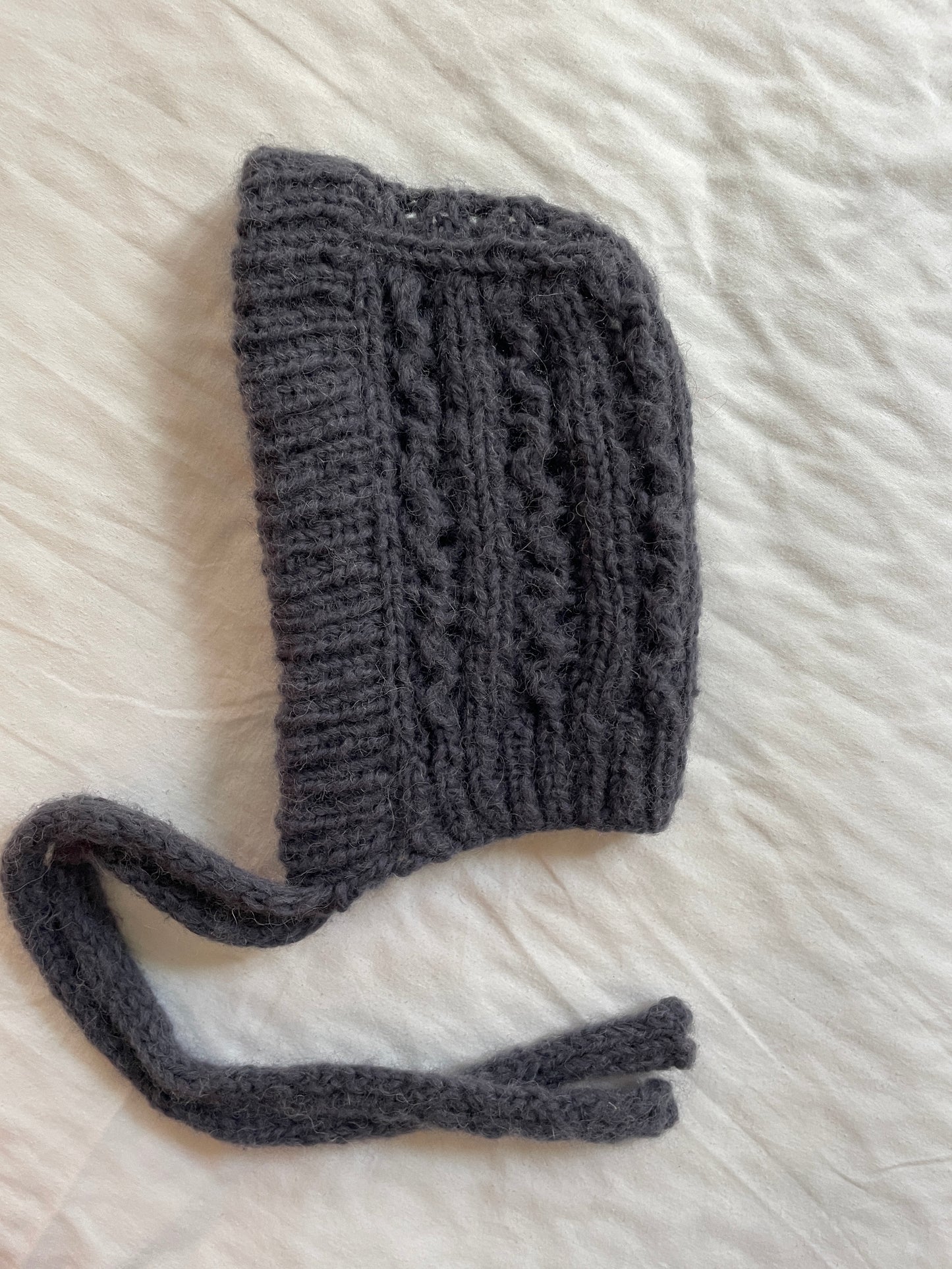 GREY Knitted Bonnet from Alpaca Wool l Handmade