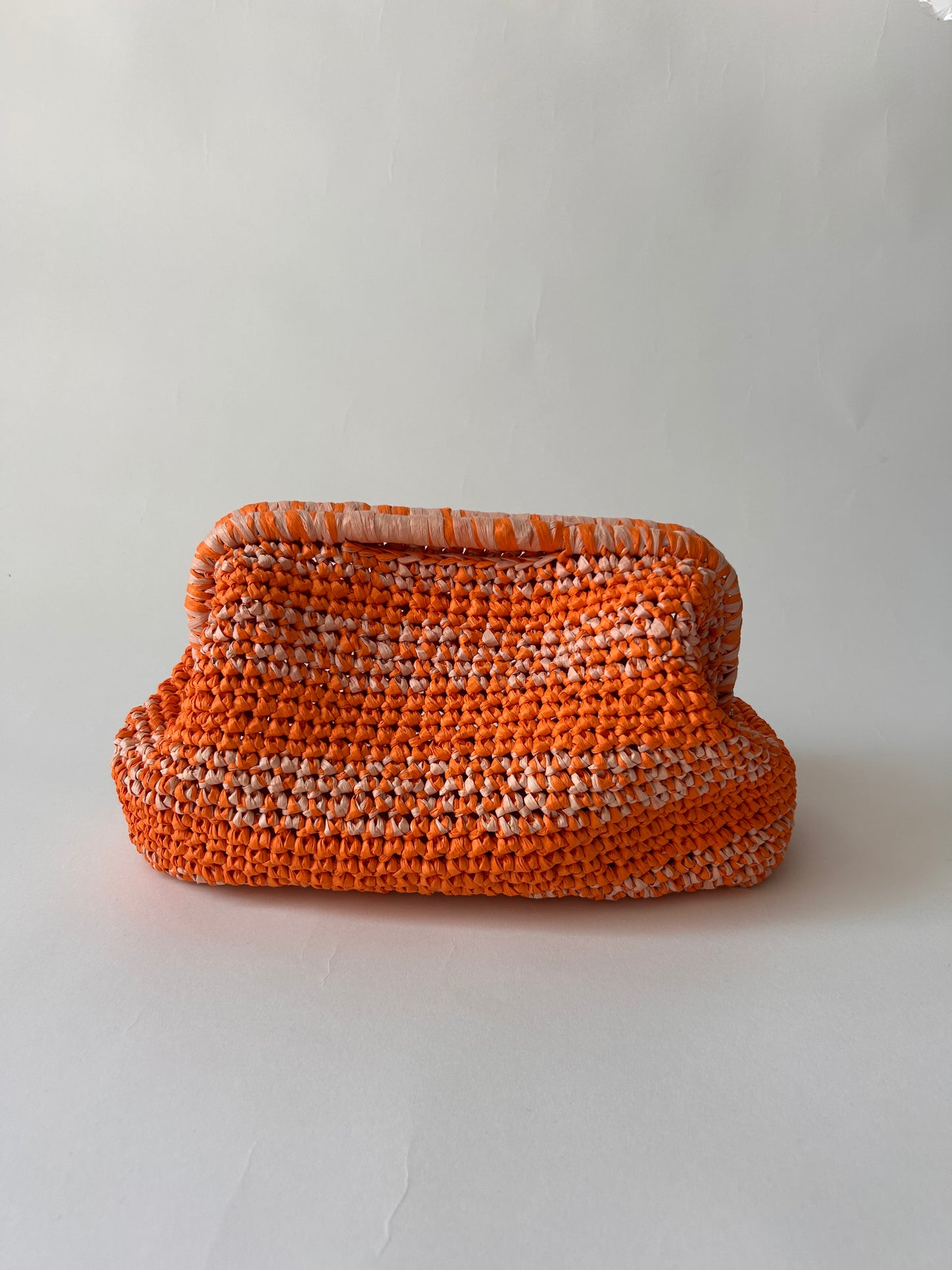Orange Raffia Clutch Bag - KELLI