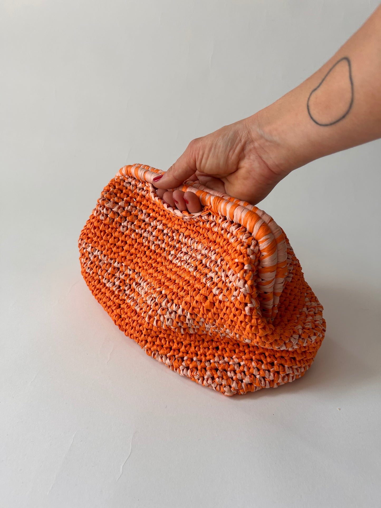 Orange Raffia Clutch Bag - KELLI