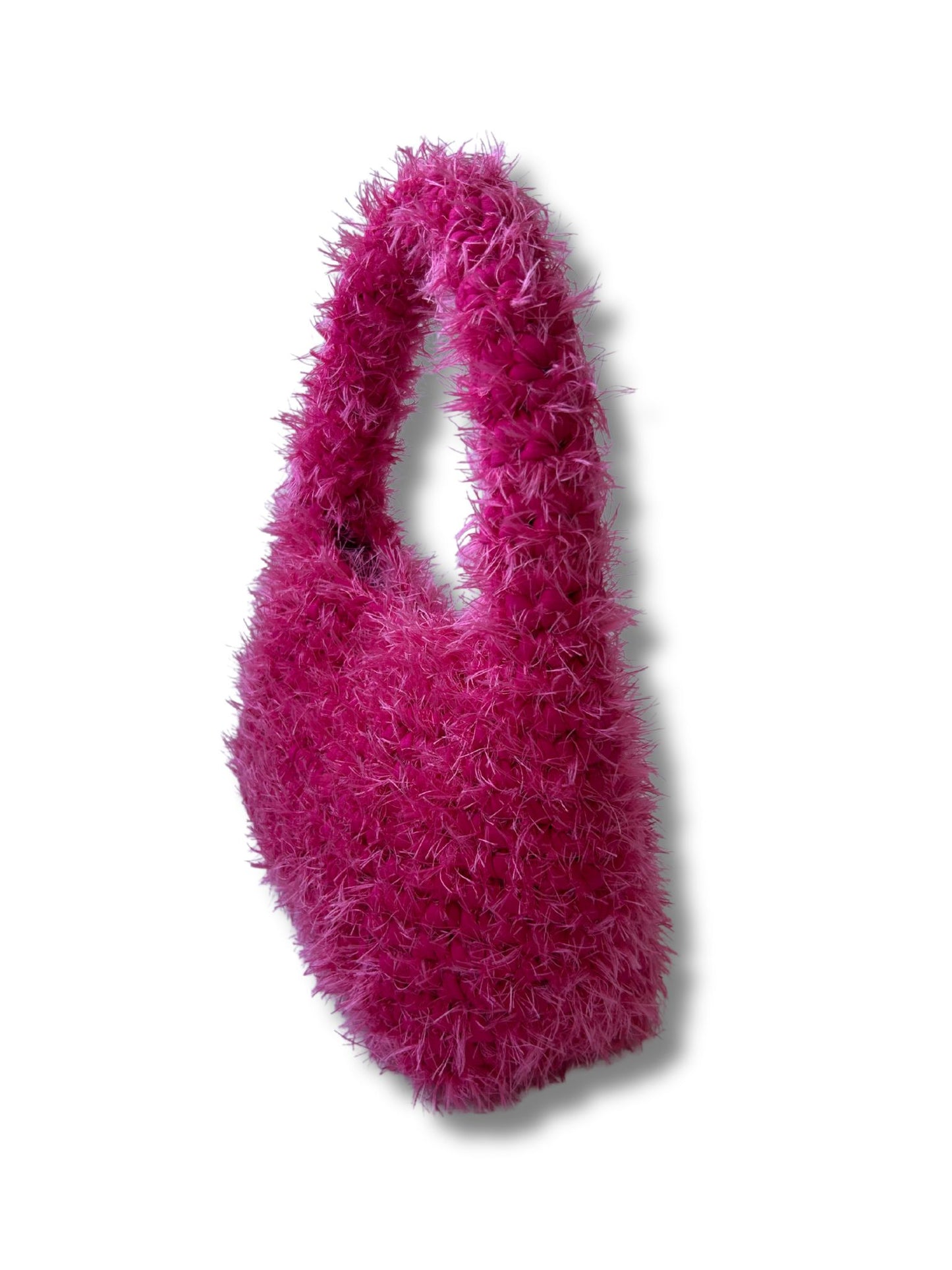 Fluffy Hot Pink Crochet Bag | LIINA
