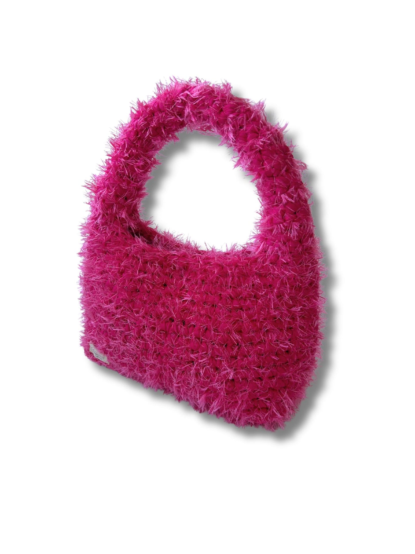 Fluffy Hot Pink Crochet Bag | LIINA
