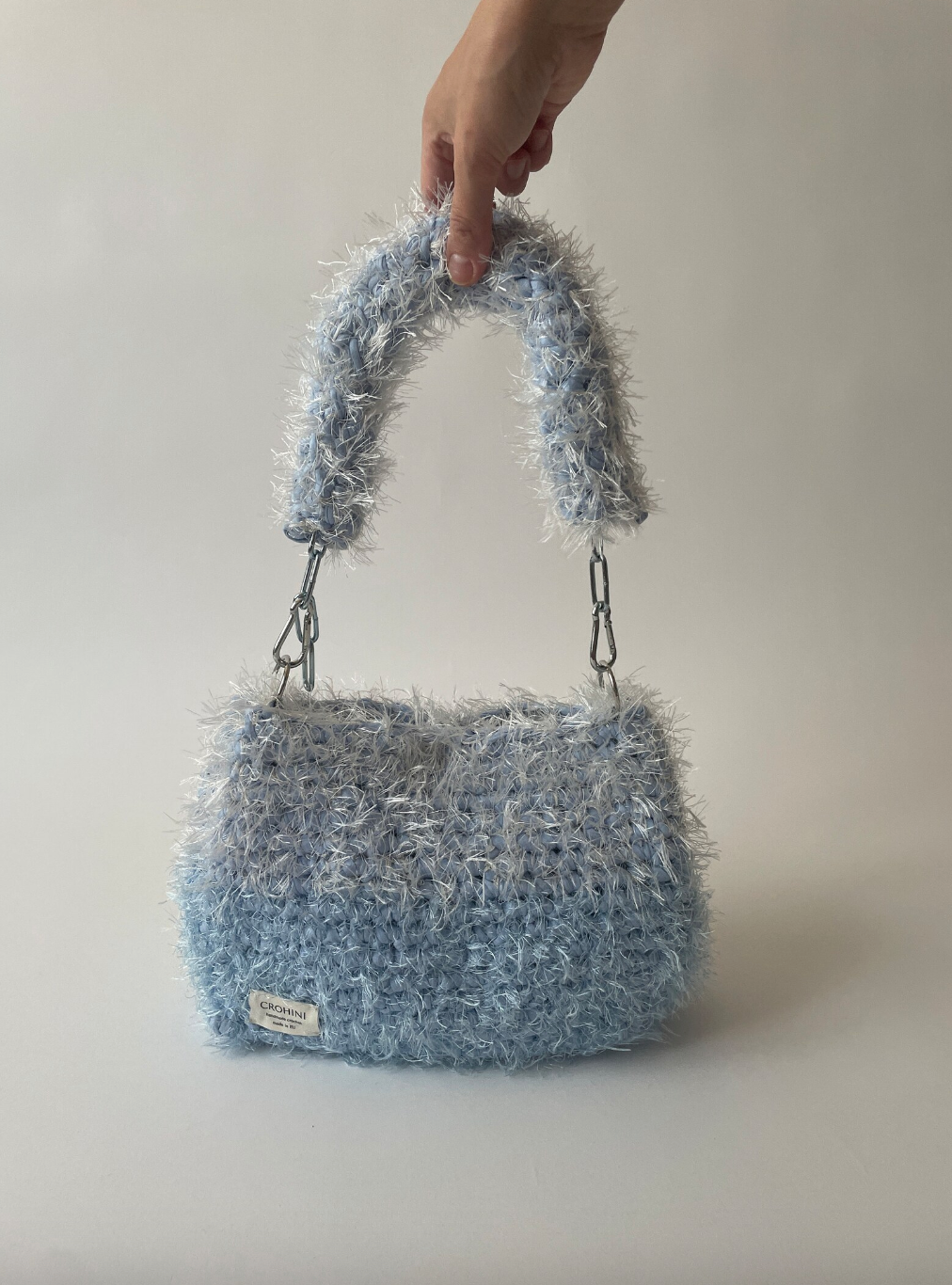 Fluffy Baby Blue Crochet Bag - Medium JOE
