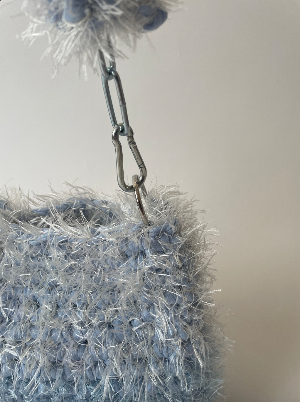Fluffy Baby Blue Crochet Bag - Medium JOE