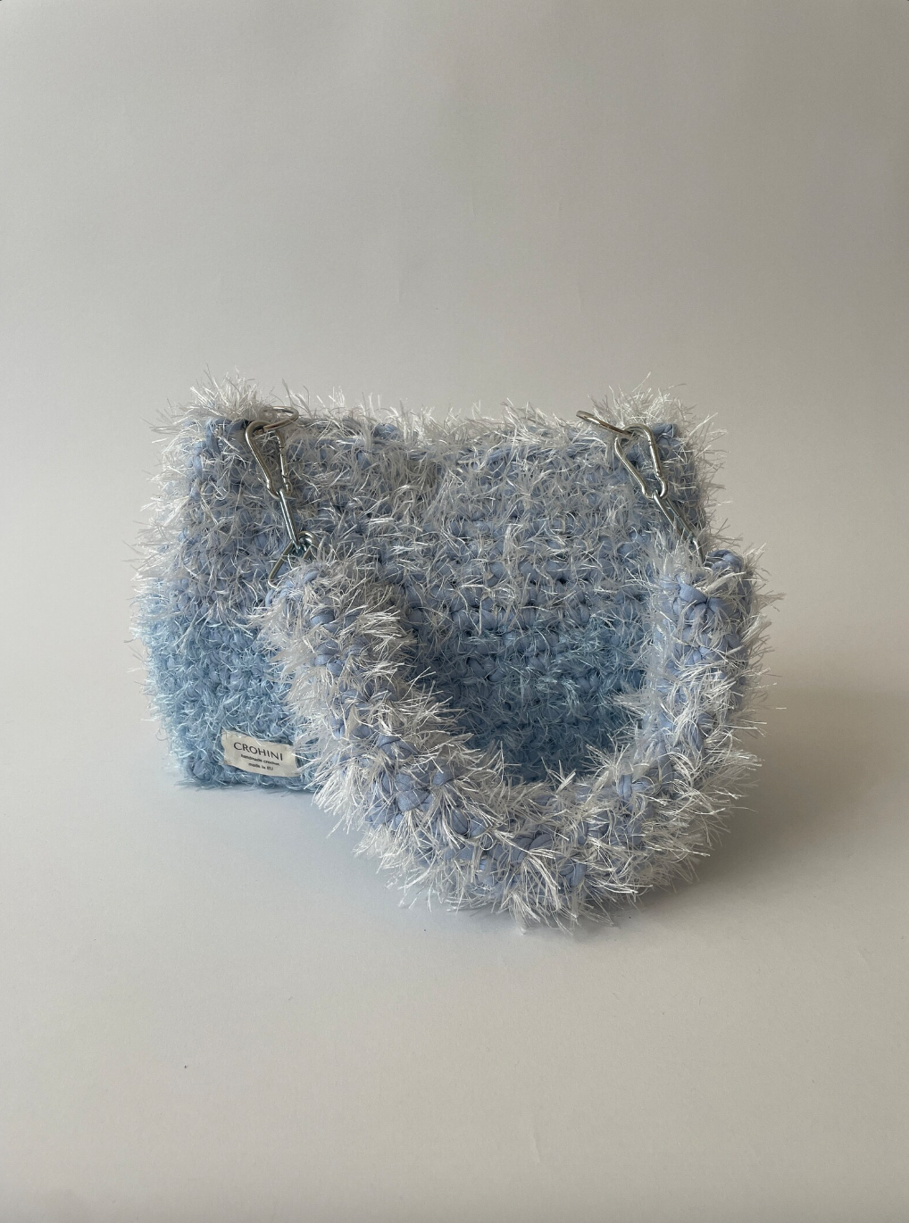 Fluffy Baby Blue Crochet Bag - Medium JOE