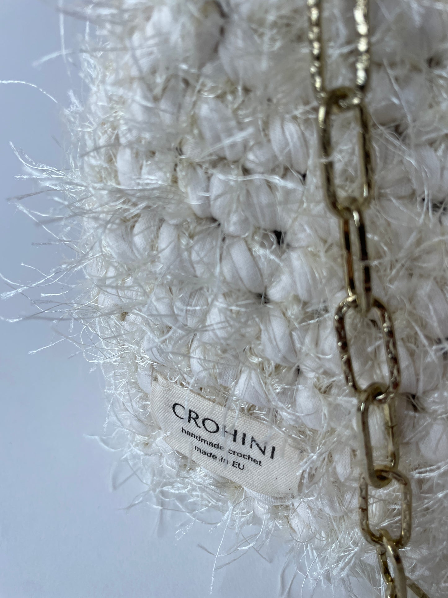 Fluffy Off-white JOE Crochet Bag - Small