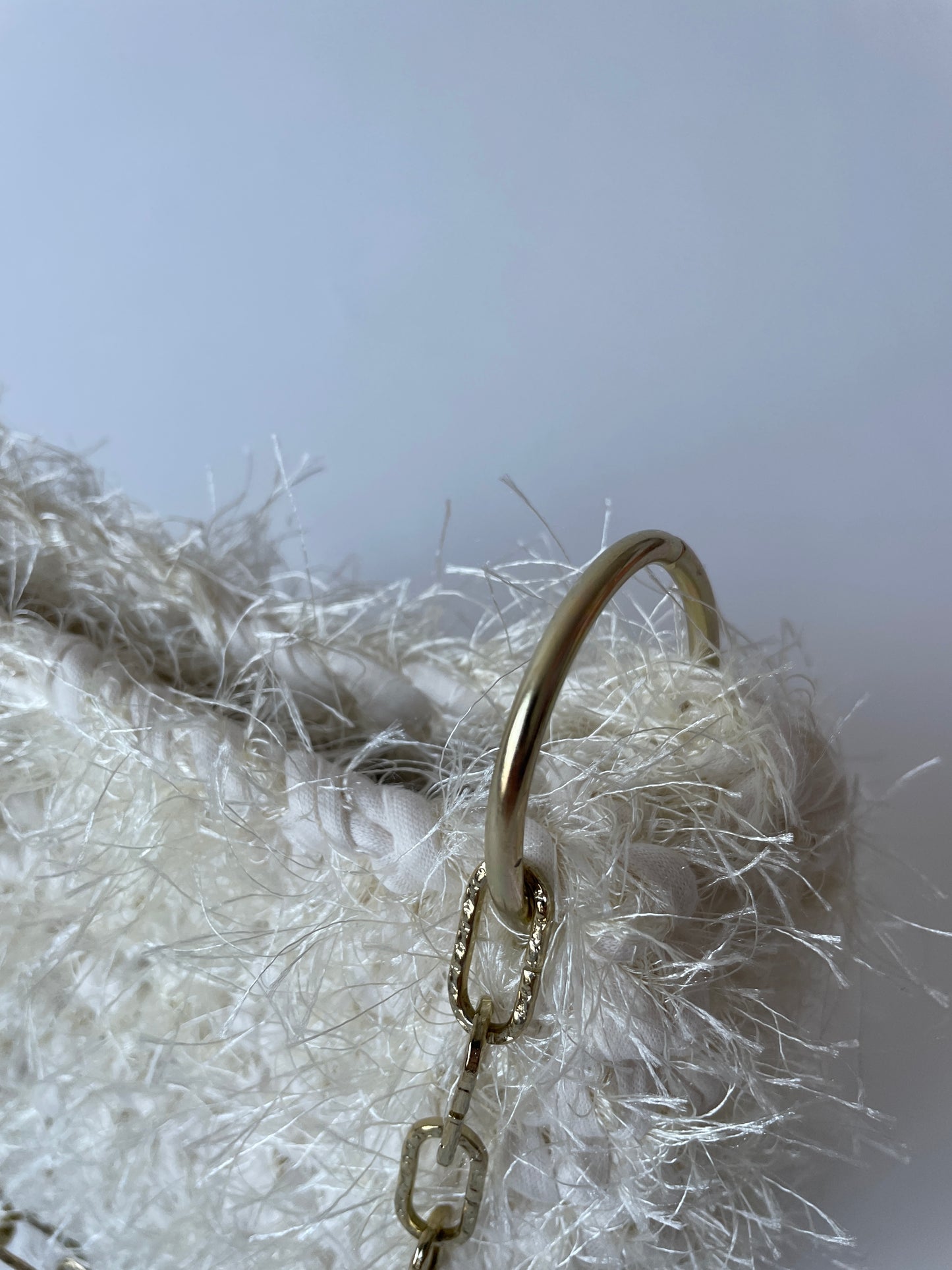 Fluffy Off-white JOE Crochet Bag - Small