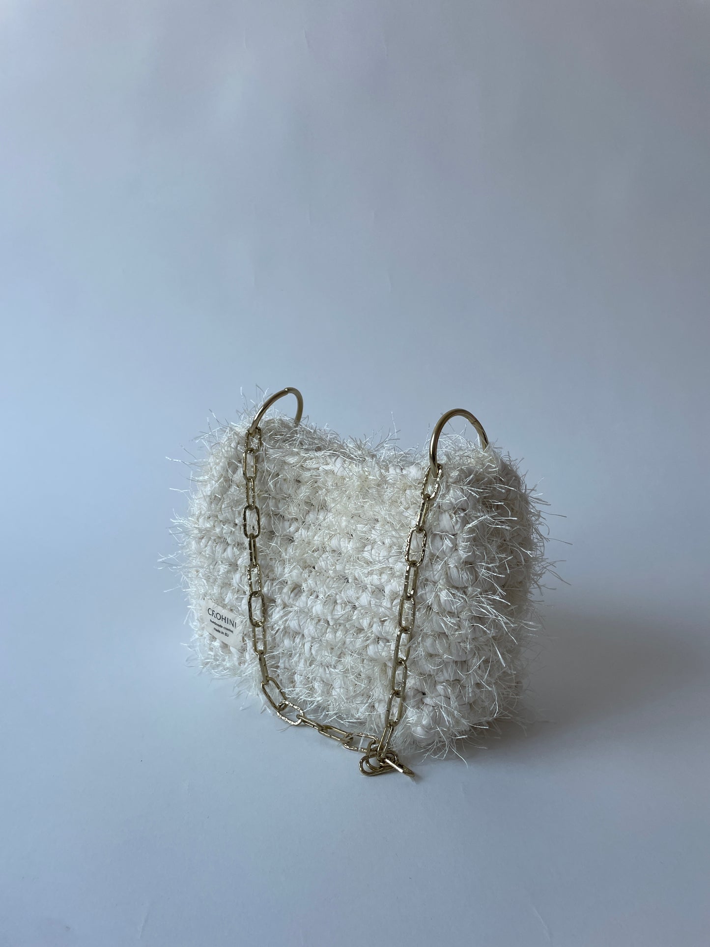 Fluffy Off-white JOE Crochet Bag - Small