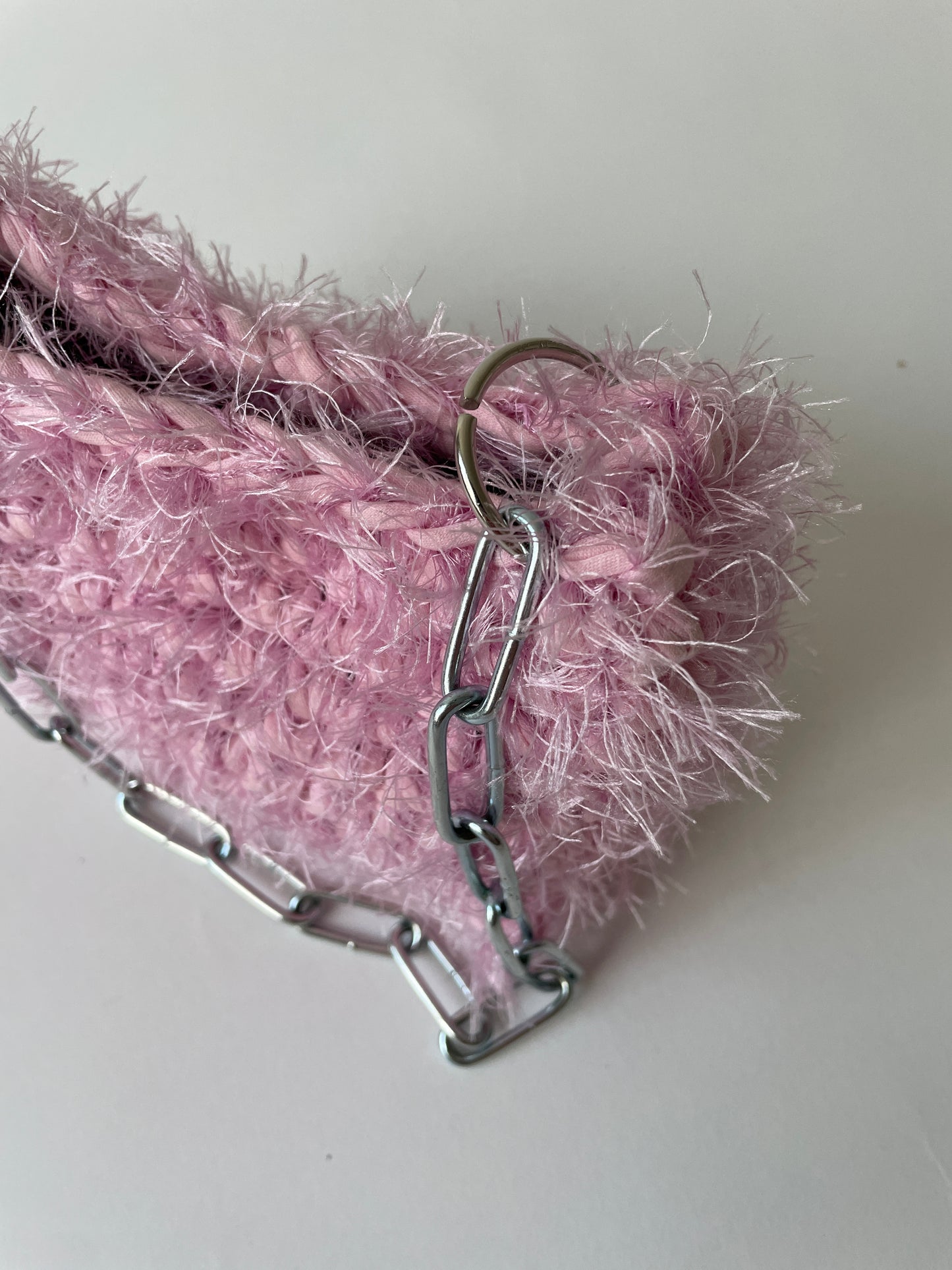 Fluffy Pink Crochet Bag - Mini JOE