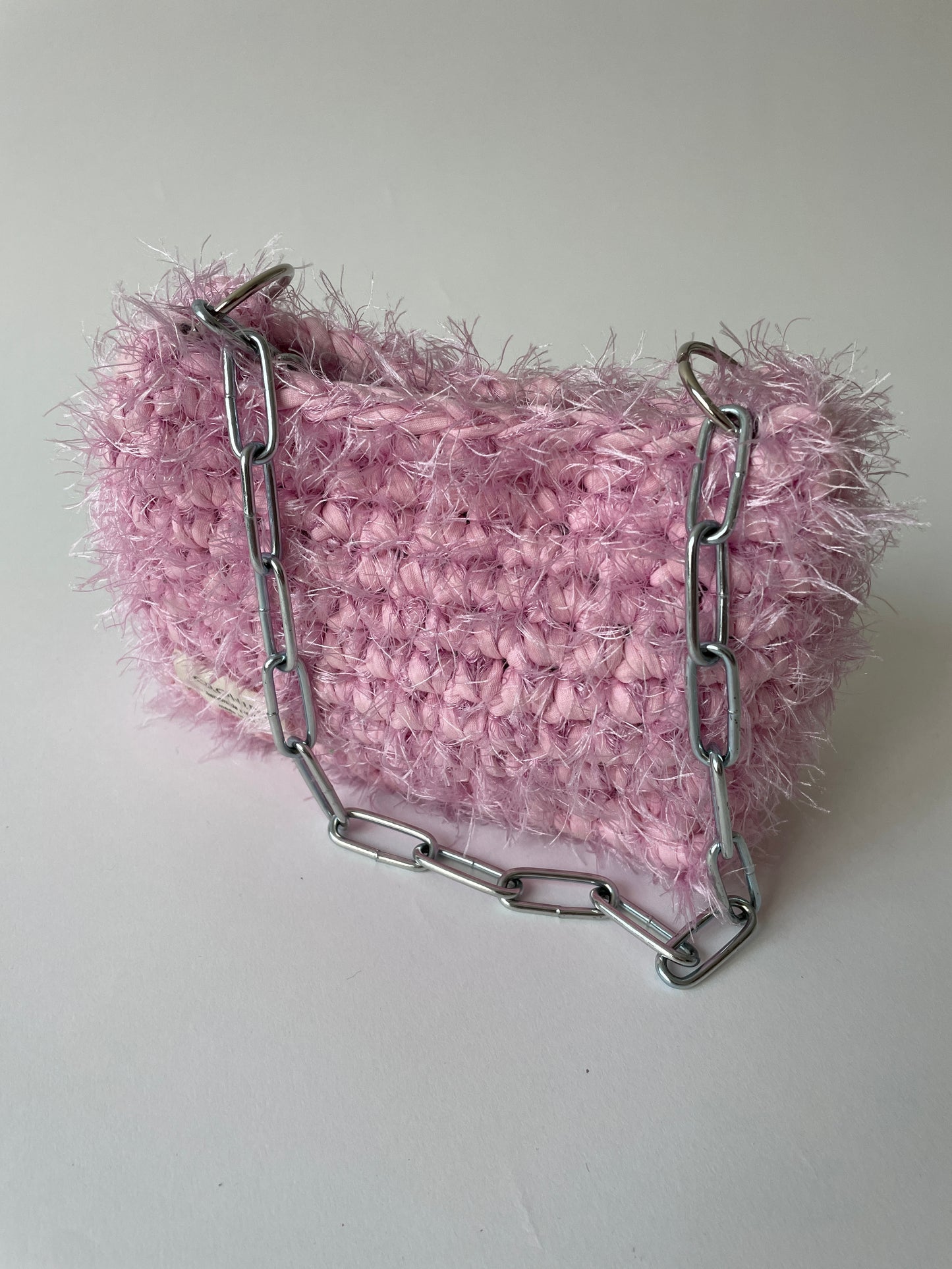 Fluffy Pink Crochet Bag - Mini JOE
