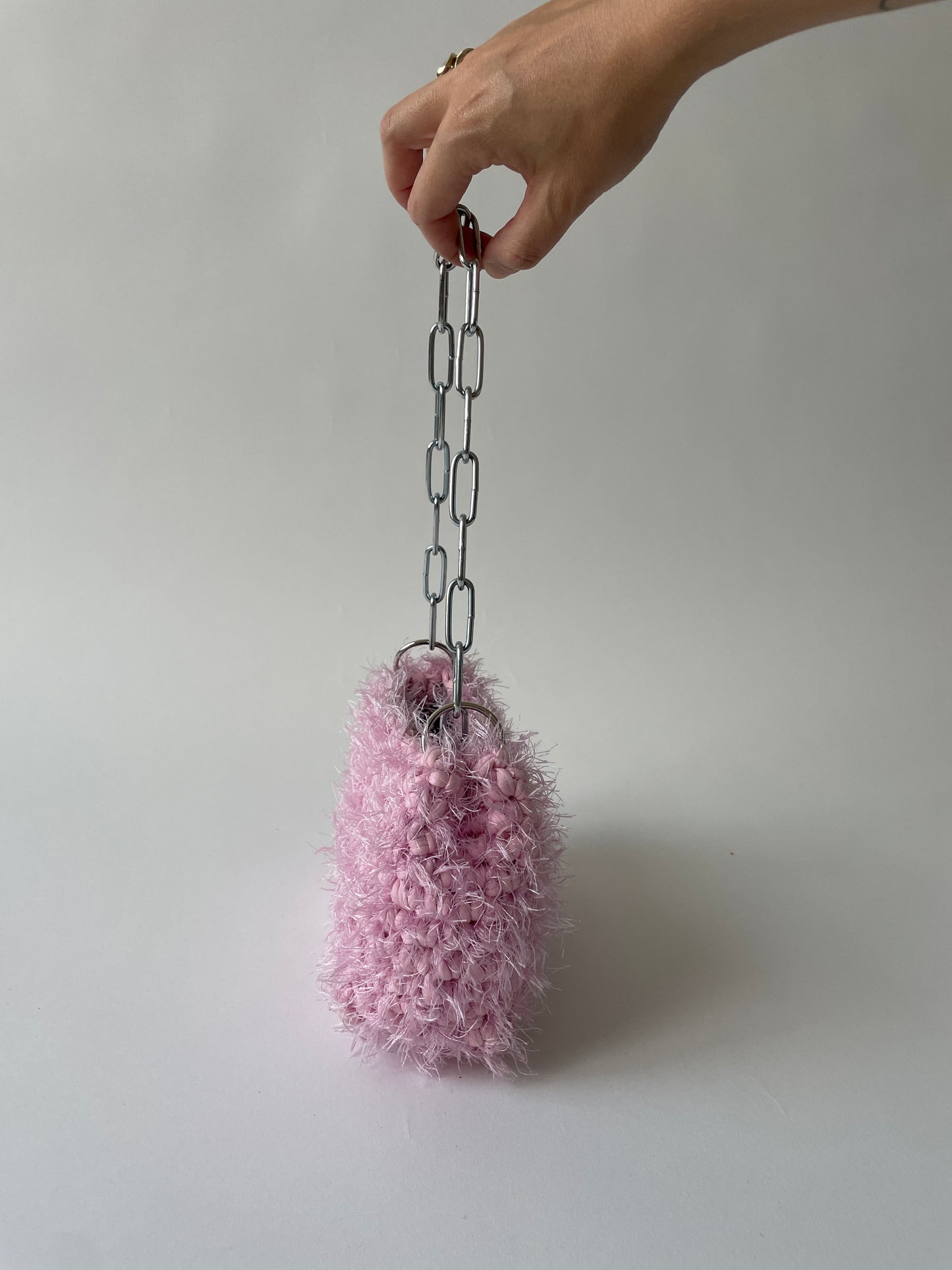 Fluffy Pink Crochet Bag - Mini JOE