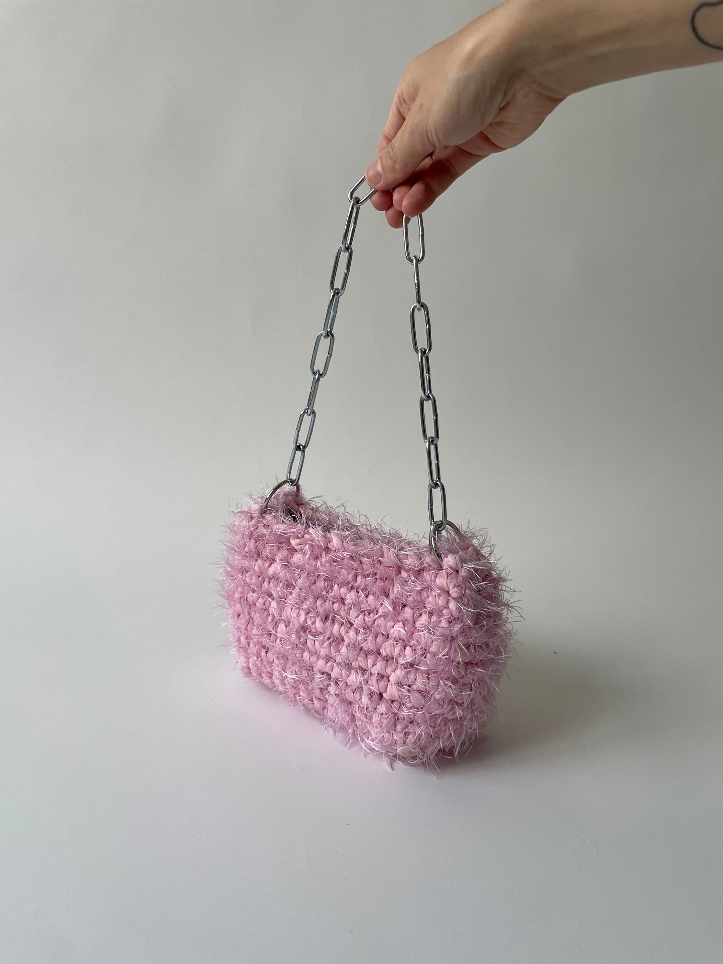 Fluffy Pink Crochet Bag - Mini JOE