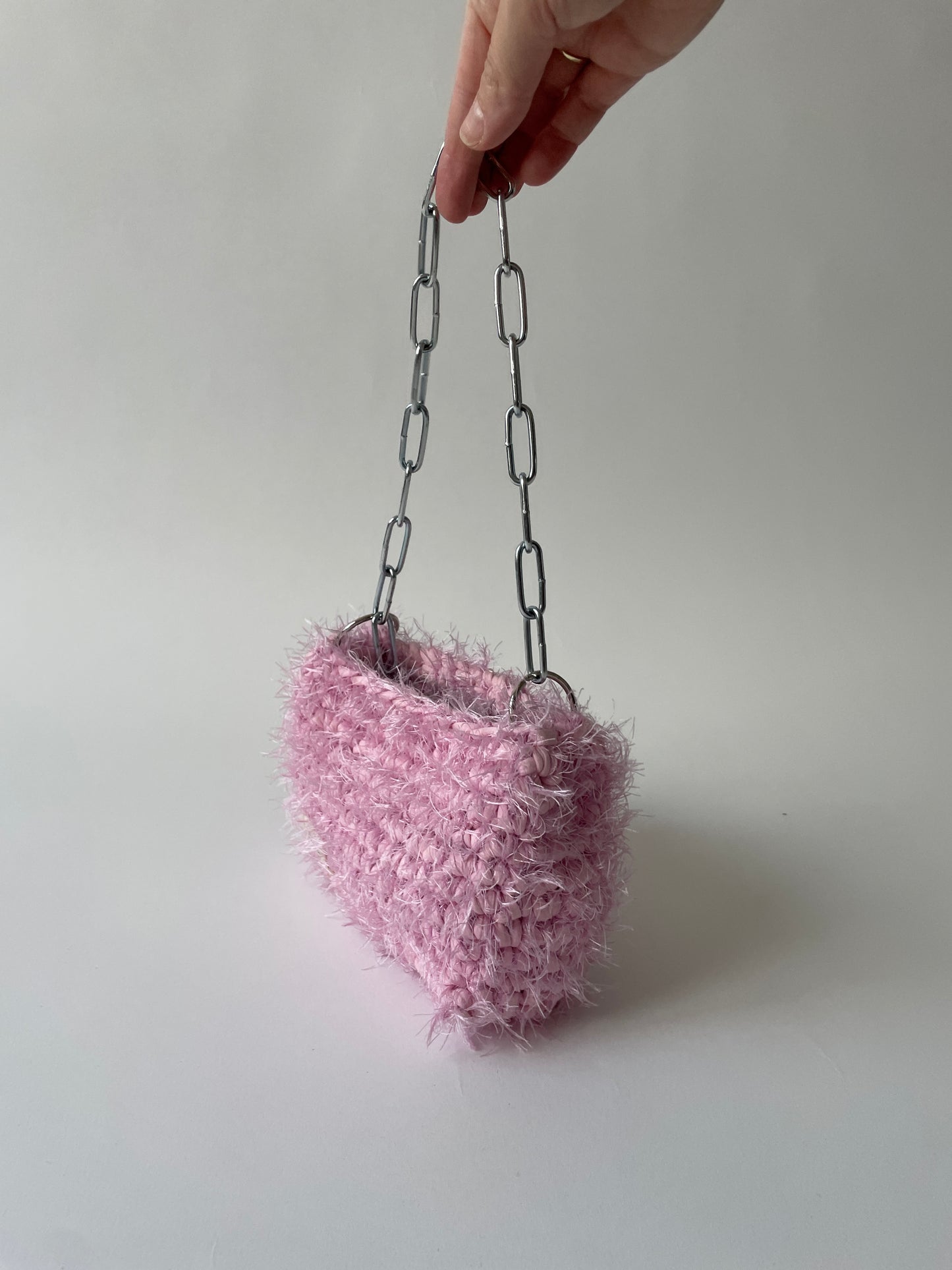 Fluffy Pink Crochet Bag - Mini JOE