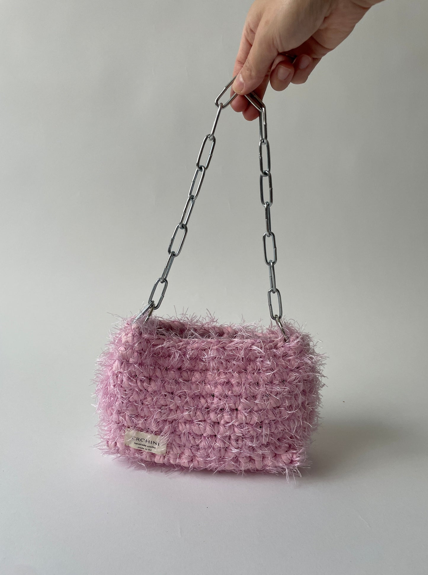 Fluffy Pink Crochet Bag - Mini JOE