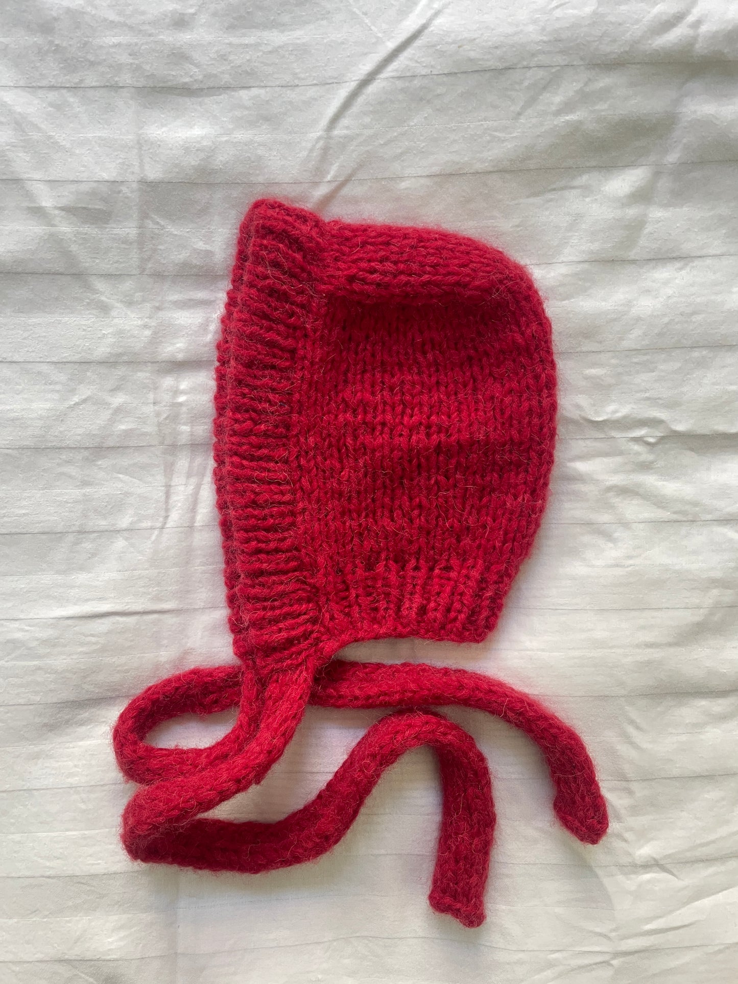 RED Knitted Bonnet from Alpaca Wool l Handmade