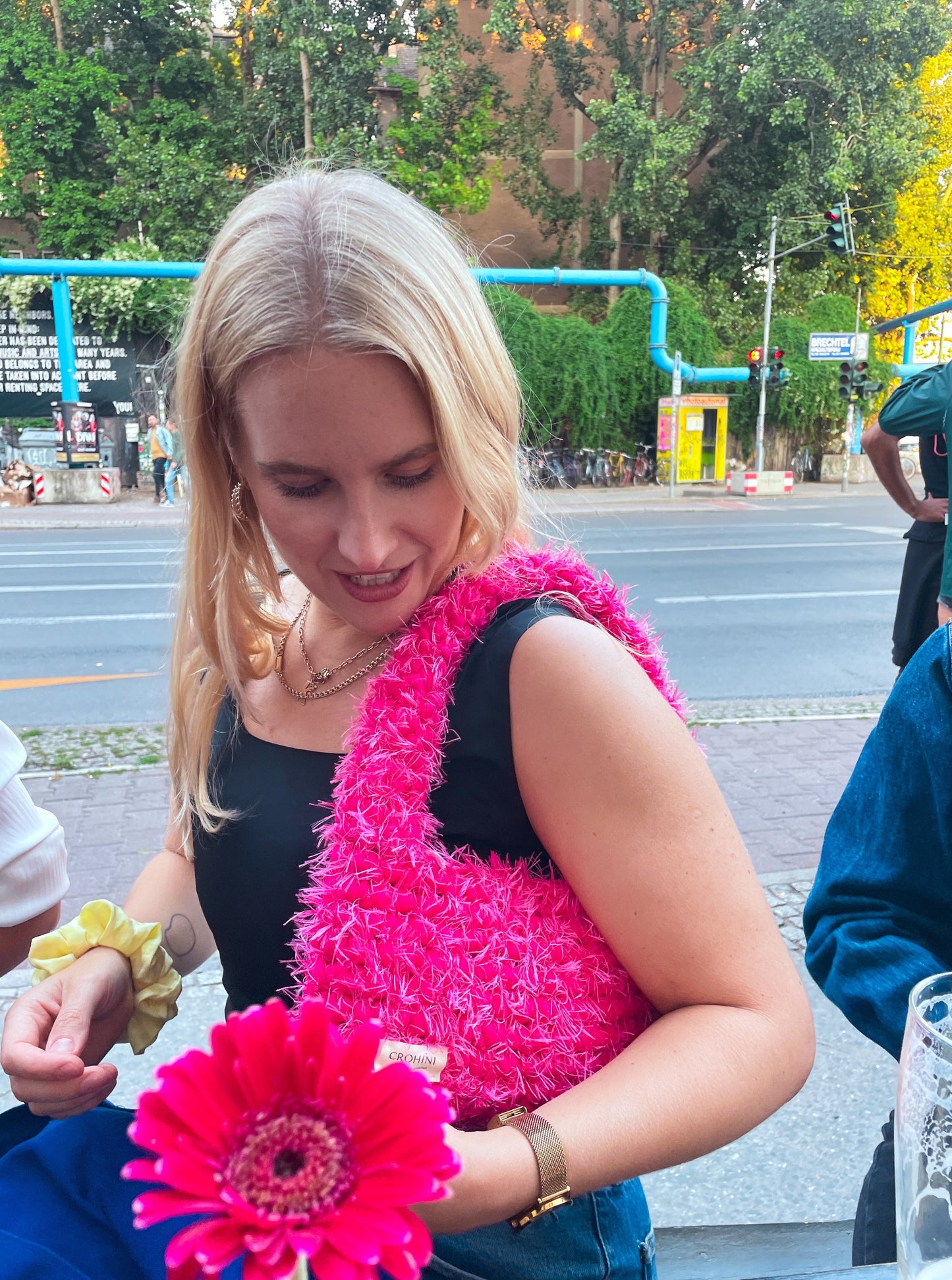 Fluffy Hot Pink Crochet Bag - Small LIINA