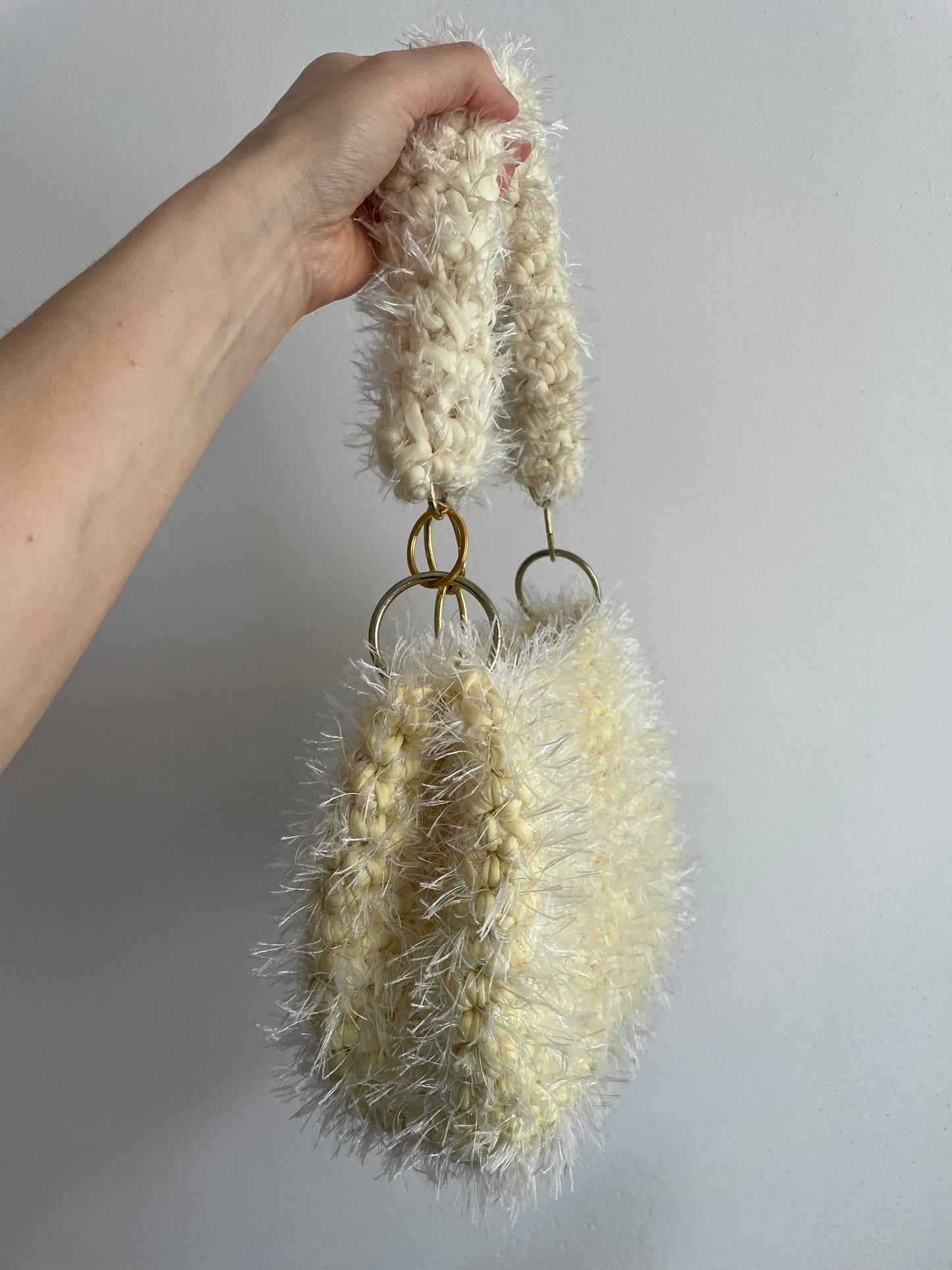 Fluffy Pastel Yellow JOE Crochet Bag - Medium