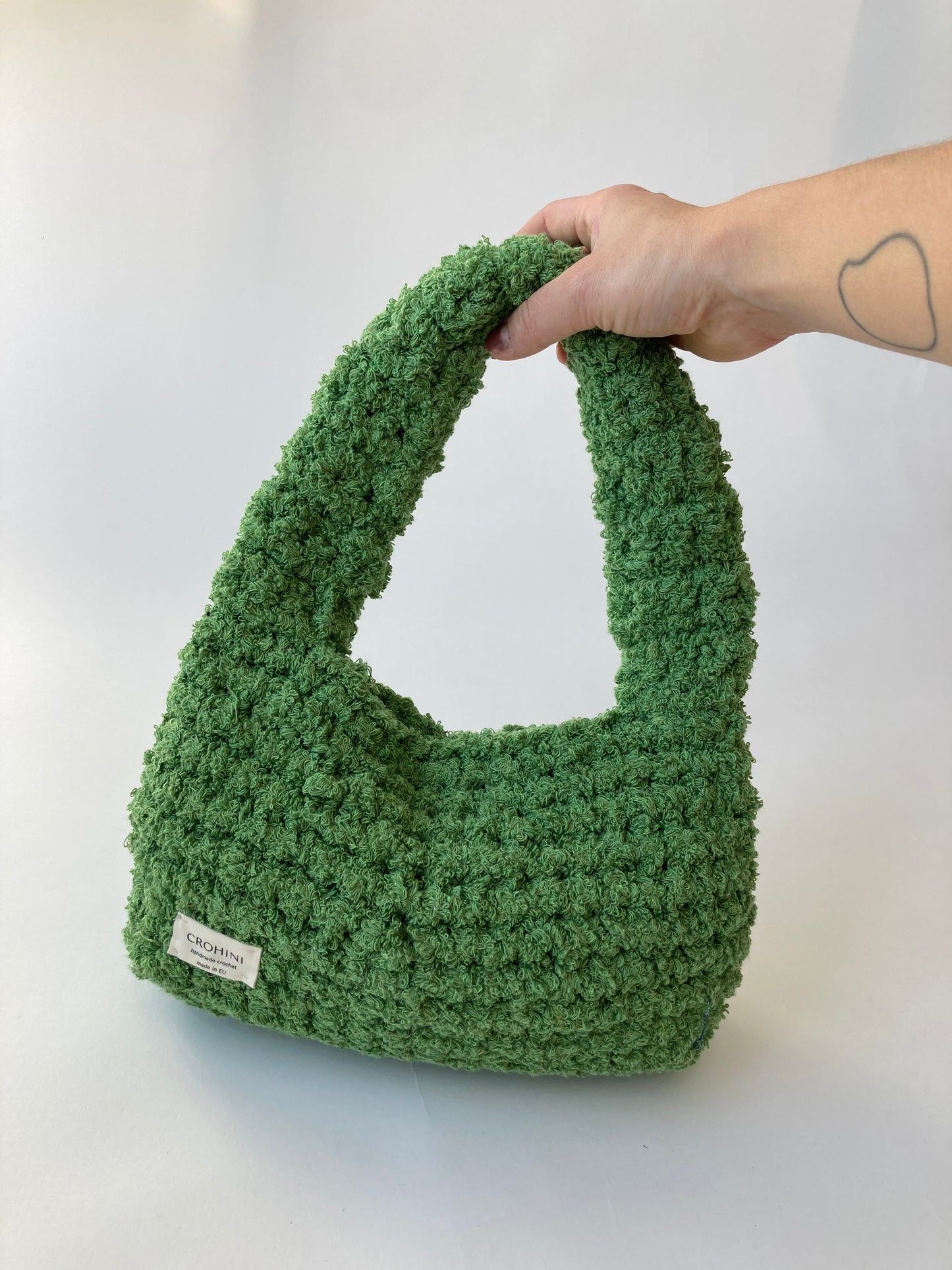 Medium LIINA Green Fluffy Crochet Bag