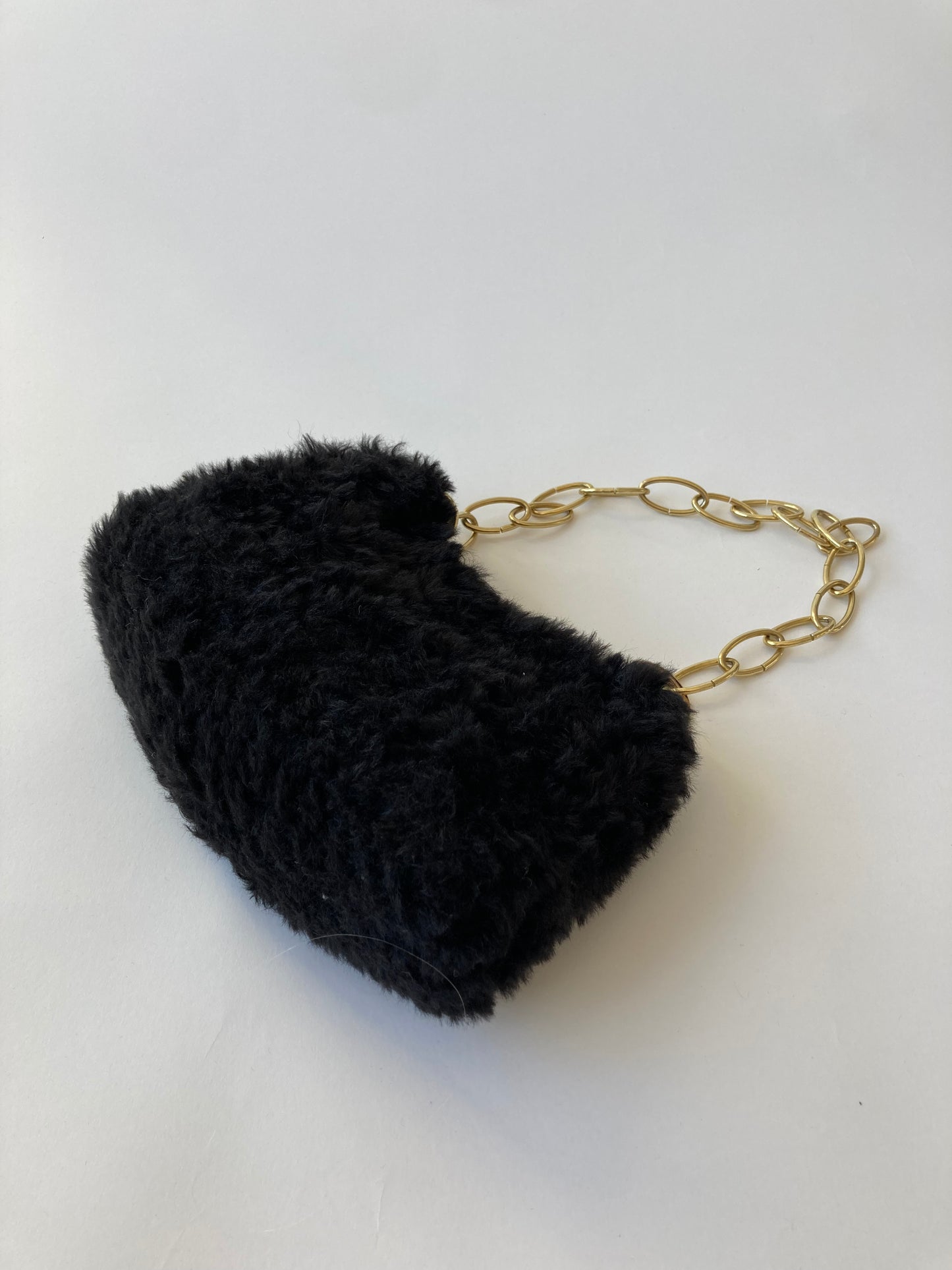 Small JOE Black Crochet Bag | Gold Chain Handle