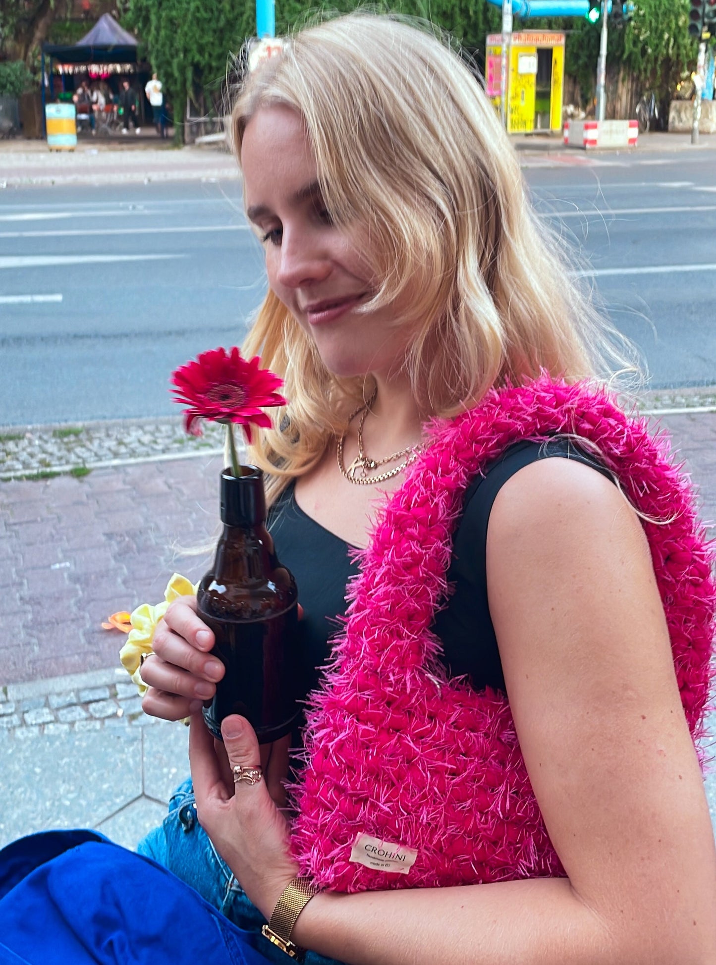 Fluffy Hot Pink Crochet Bag - Small LIINA