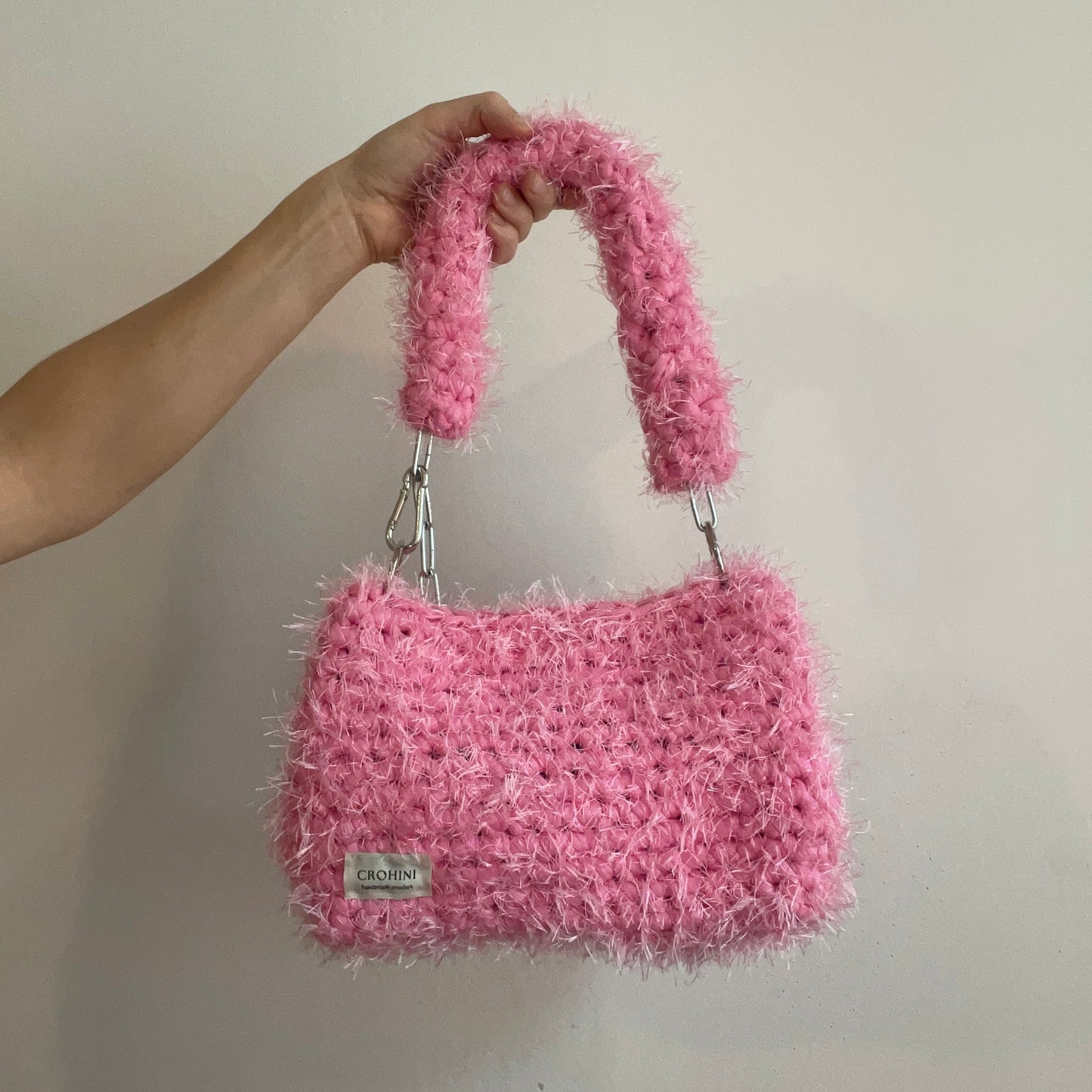 Fluffy Pink JOE Crochet Bag - Medium