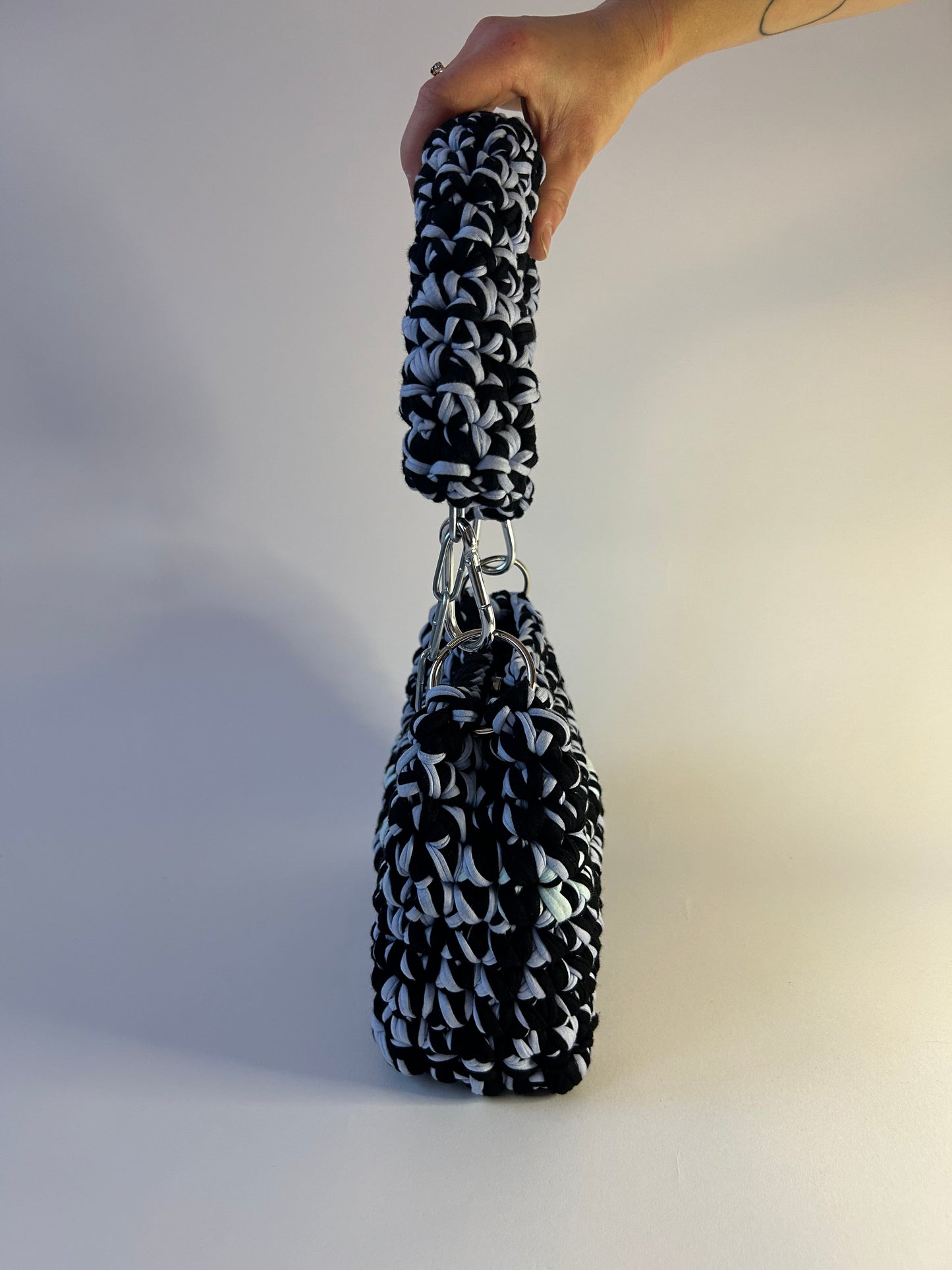 Handmade Black and Blue Crochet Bag - JOE