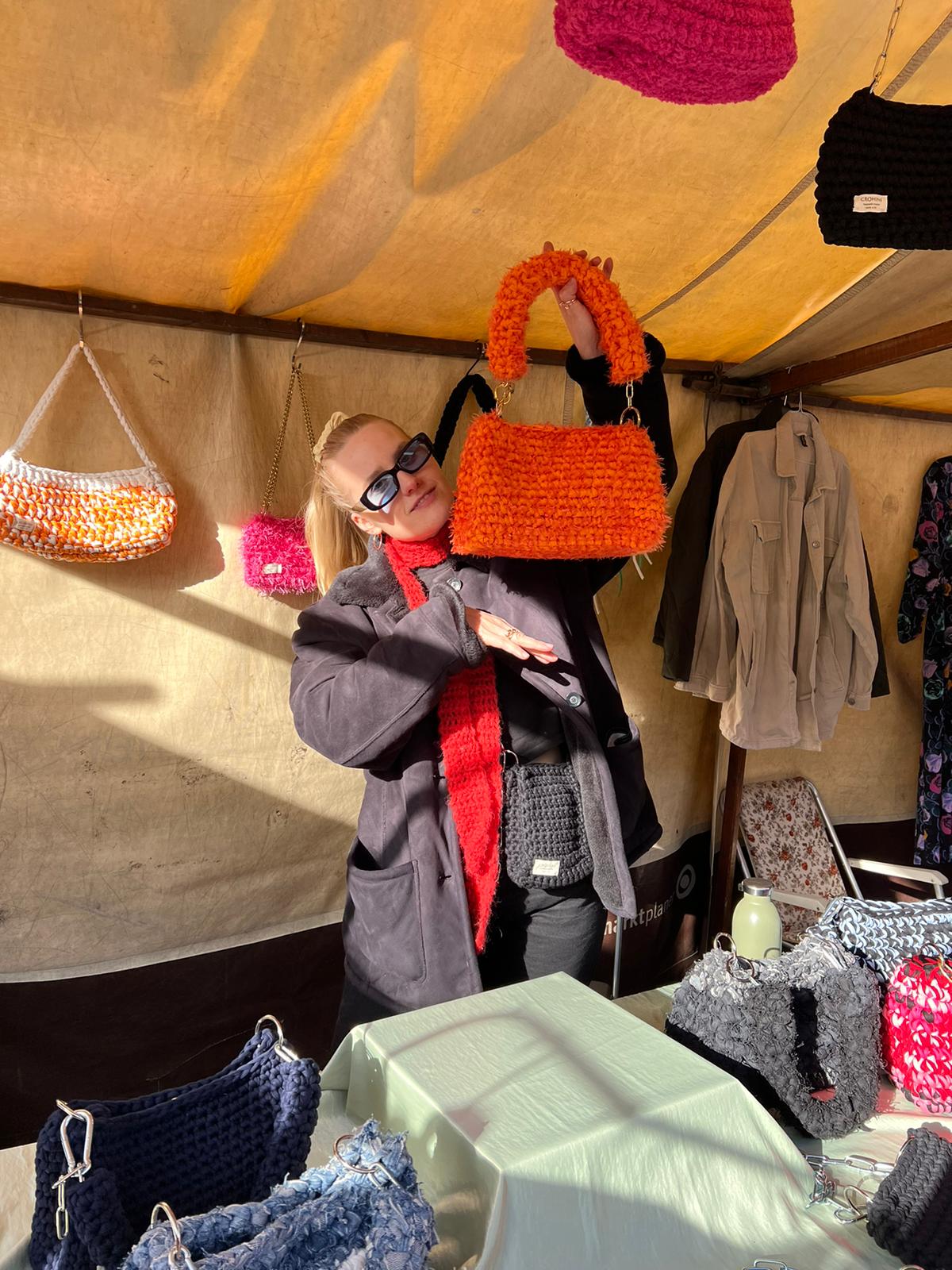 Fluffy Orange Crochet Bag - Medium JOE