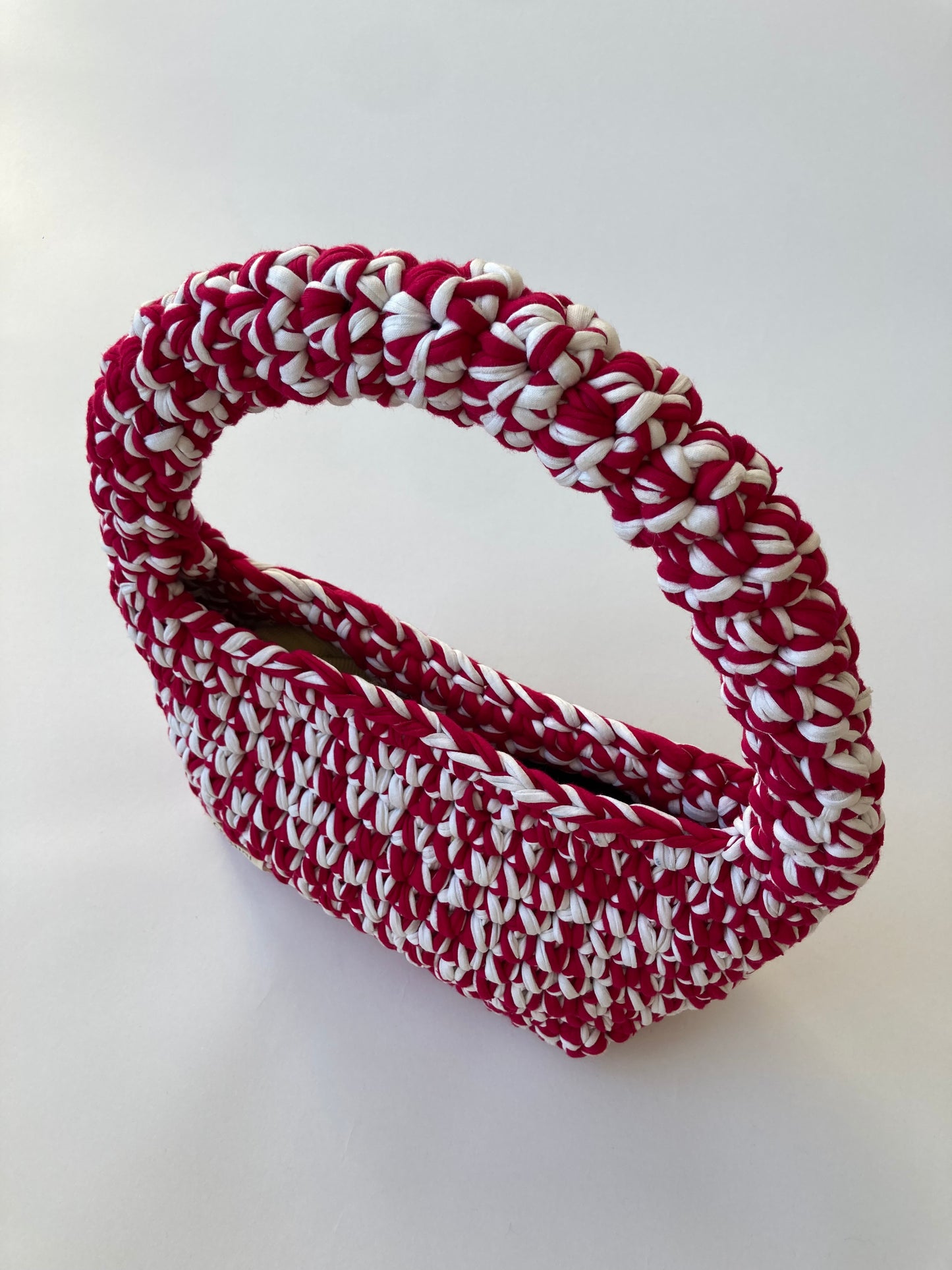Medium LIINA White and Red Crochet Bag