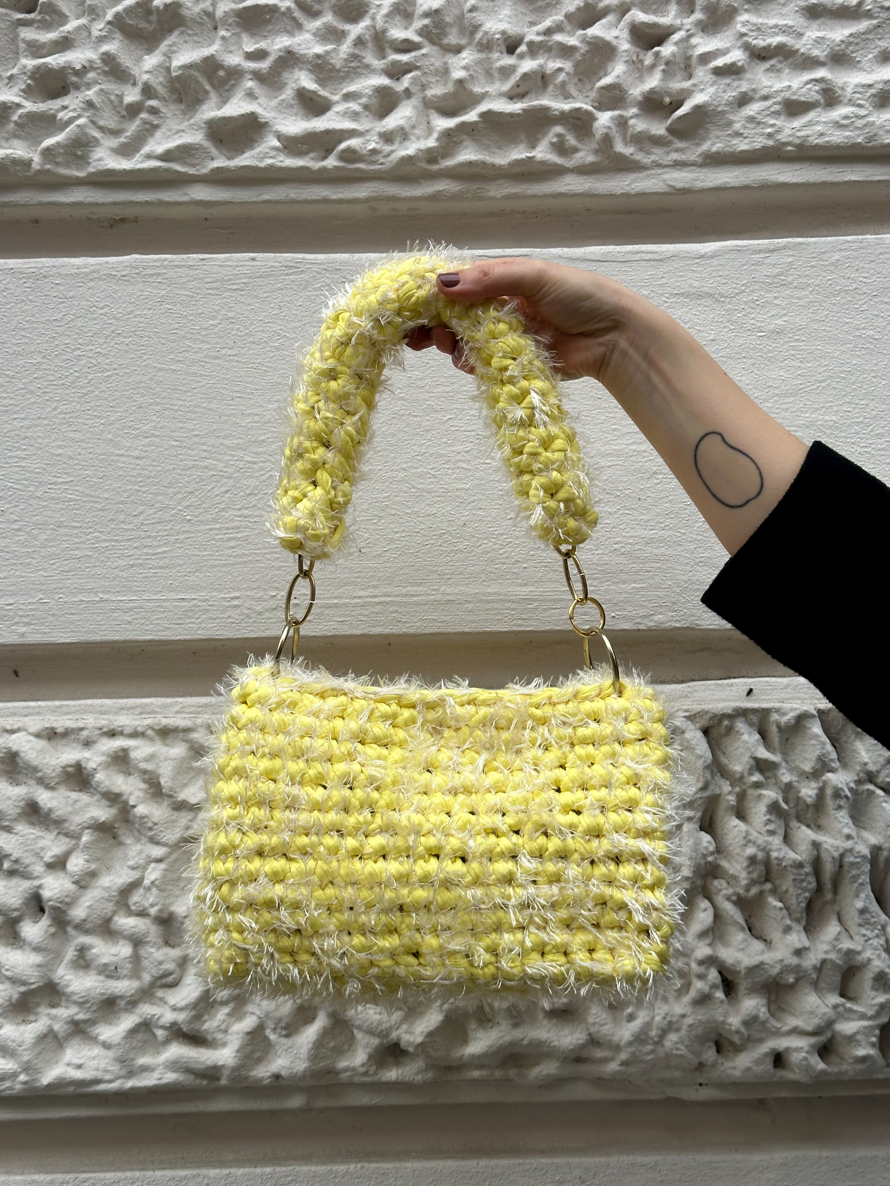 New 2024 handmade crochet crossbody purse mustard yellow