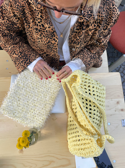 Crochet Butter Yellow Laptop Bag