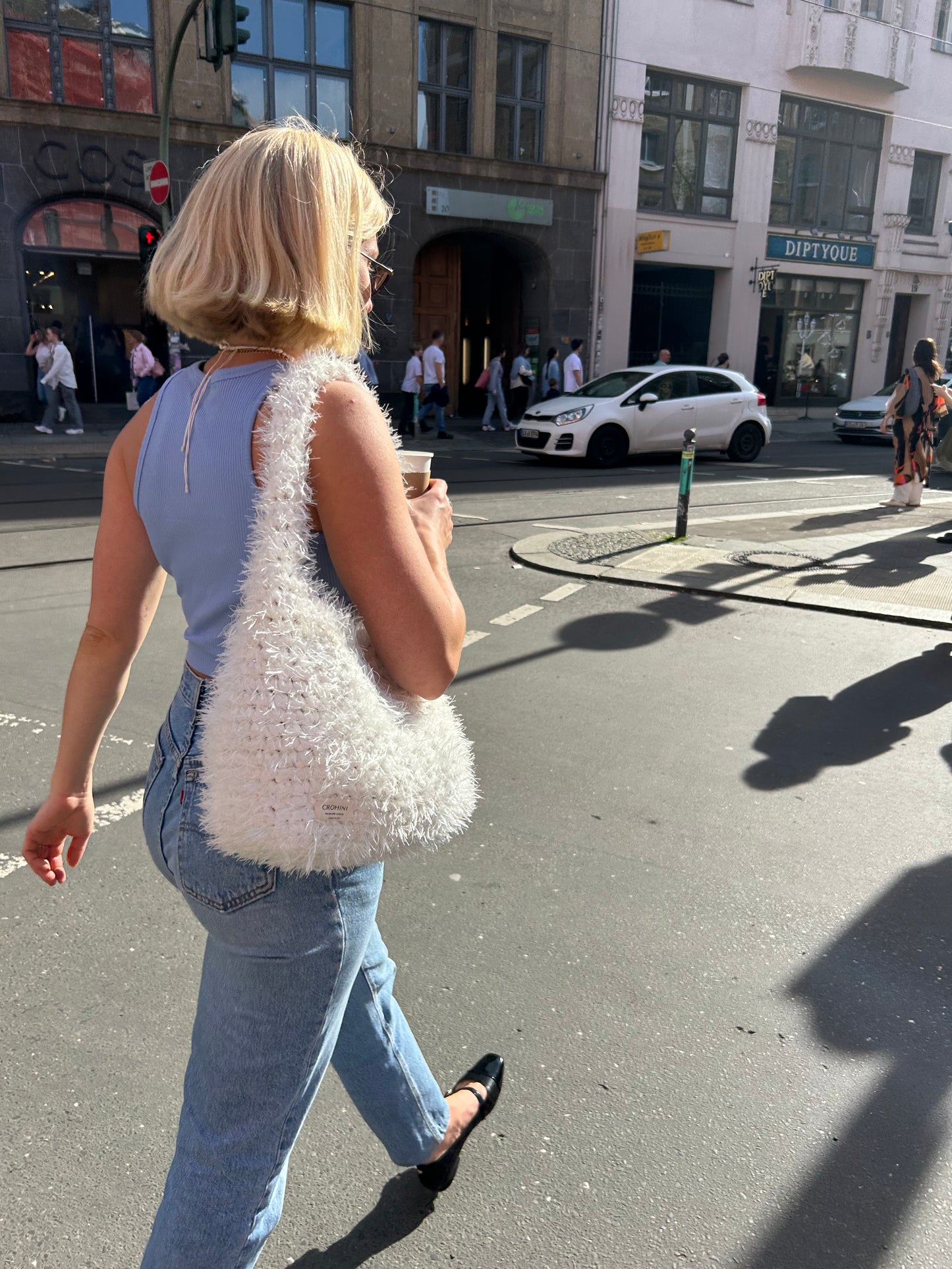 Fluffy White Crochet Bag - Large LIINA Bag