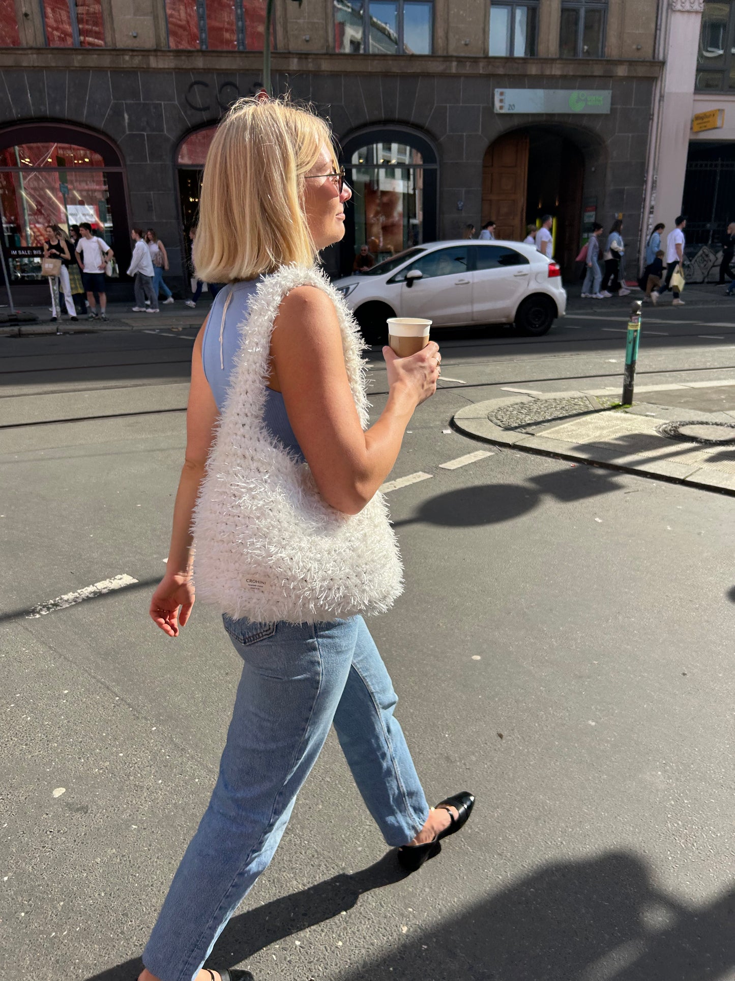 Fluffy White Crochet Bag - Large LIINA Bag