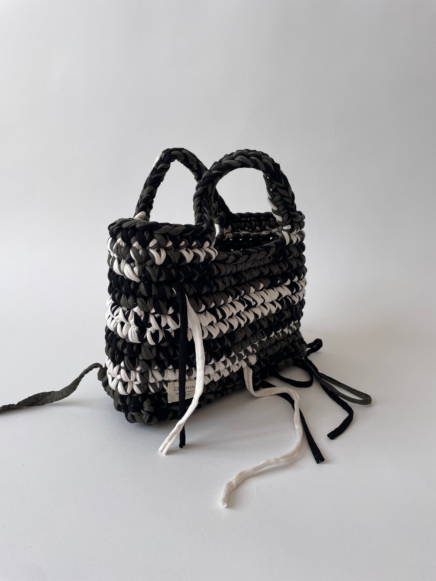 Olive Green and Black DIANA Crochet Bag - Medium