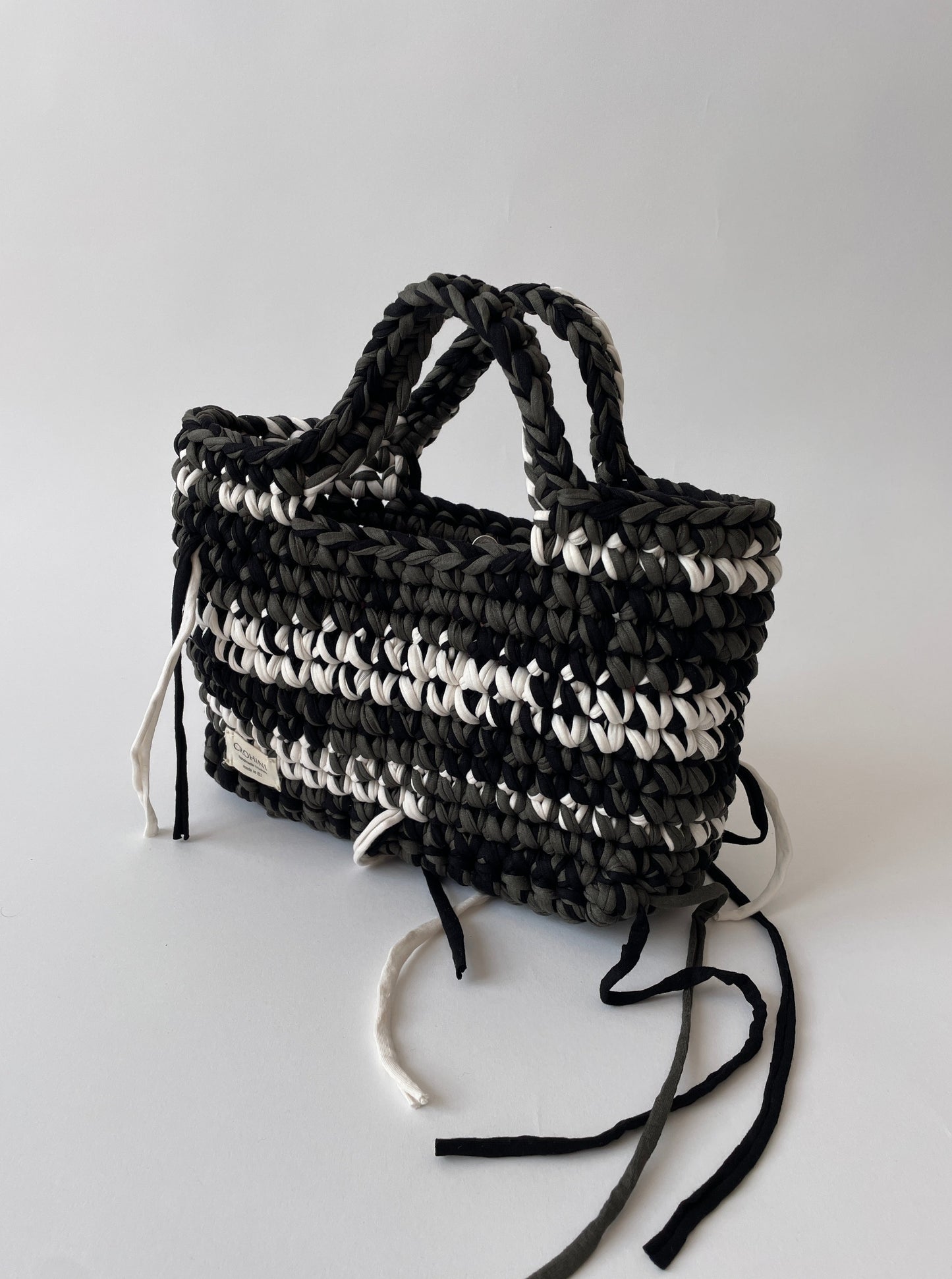 Olive Green and Black DIANA Crochet Bag - Medium