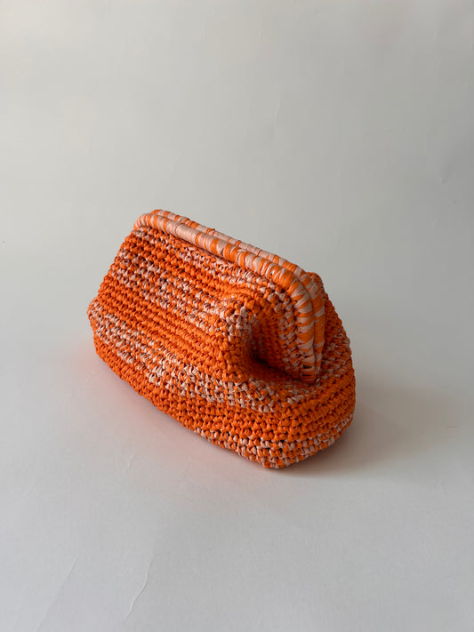 Orange Raffia Clutch Bag - KELLI