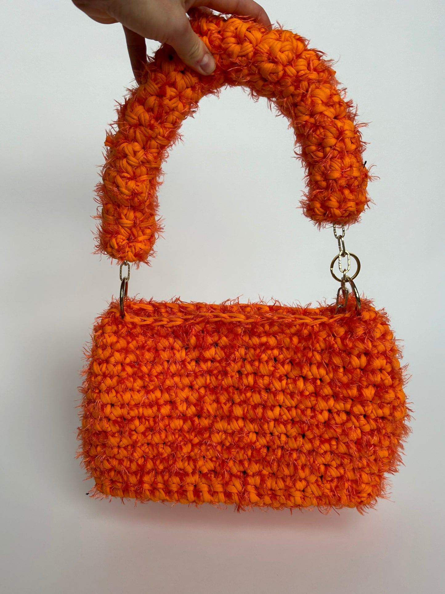 Fluffy Orange Crochet Bag - Medium JOE