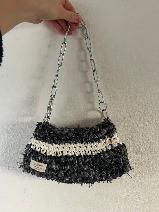 Up-cycled Dark Denim Crochet Bag - Mini JOE