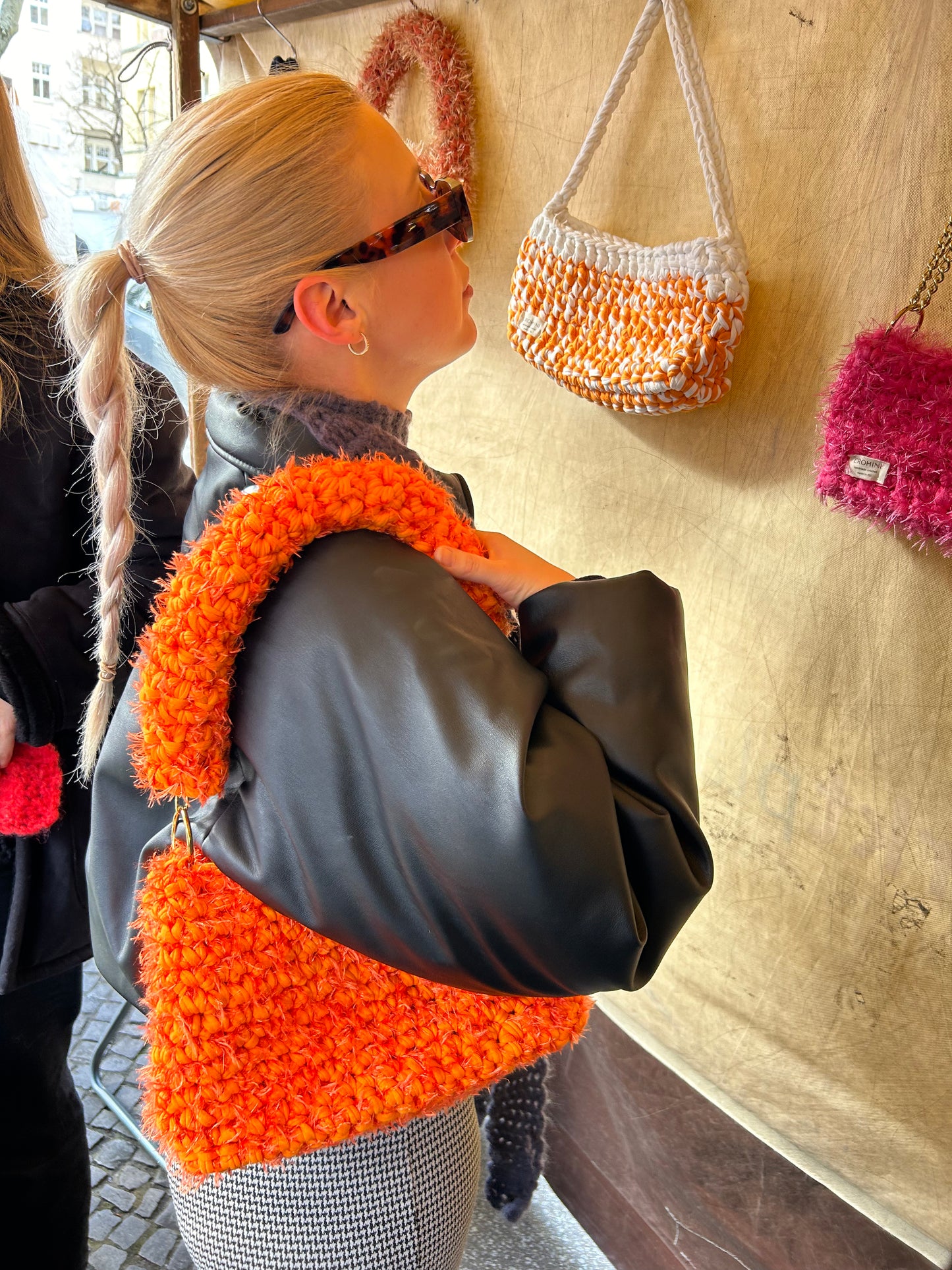 Fluffy Orange Crochet Bag - Medium JOE